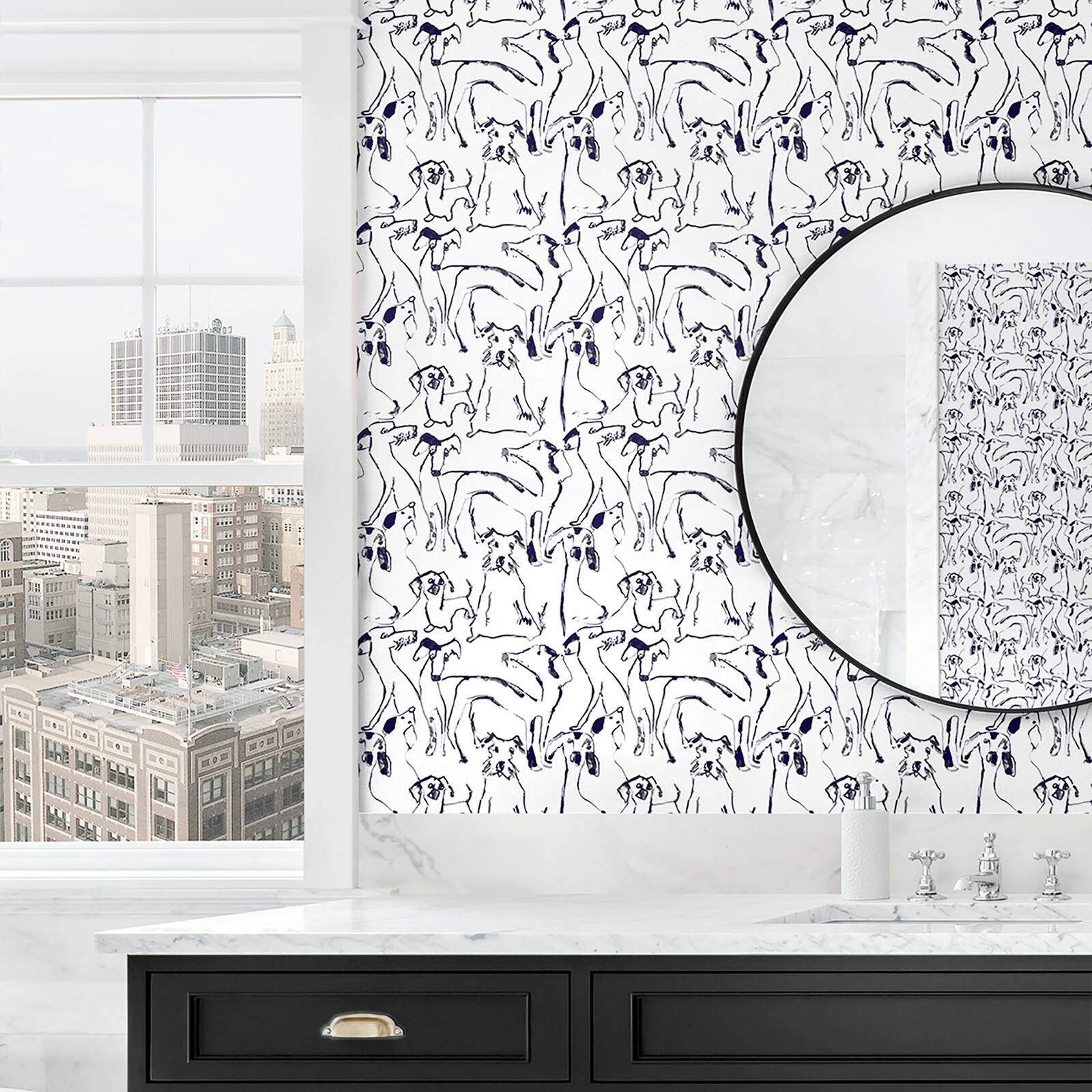 Surface Style Dog Doodle Ink Peel & Stick Wallpaper