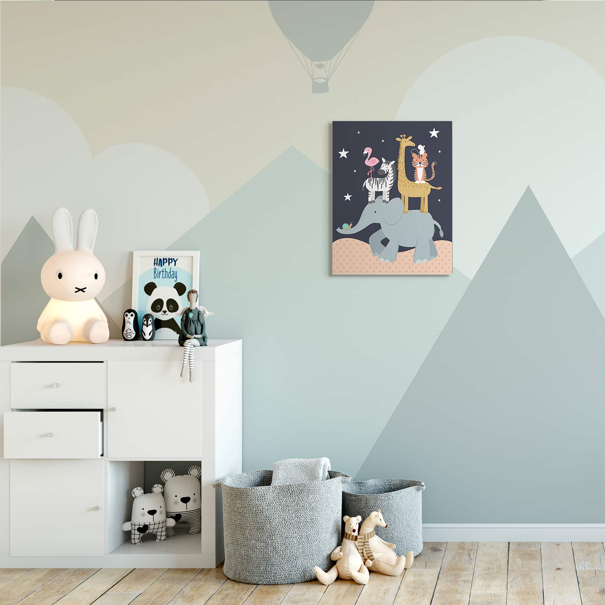 Stupell Industries Starry Night Sky Safari Animals Elephant Giraffe Zebra Canvas Wall Art