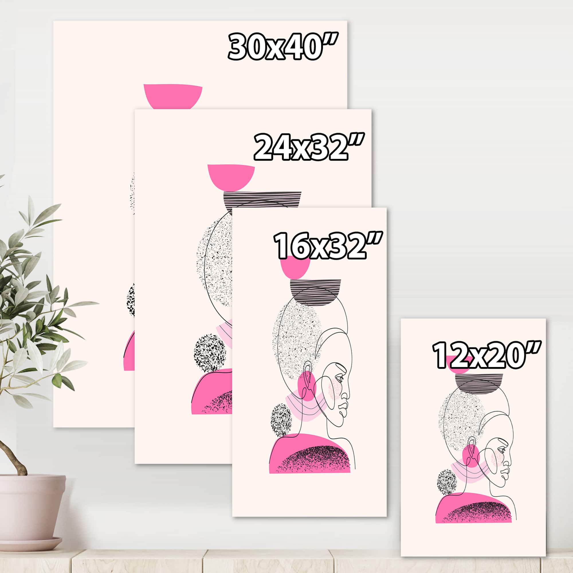 Designart - One Line Portrait of African American Women I - Modern Canvas Wall Art Print