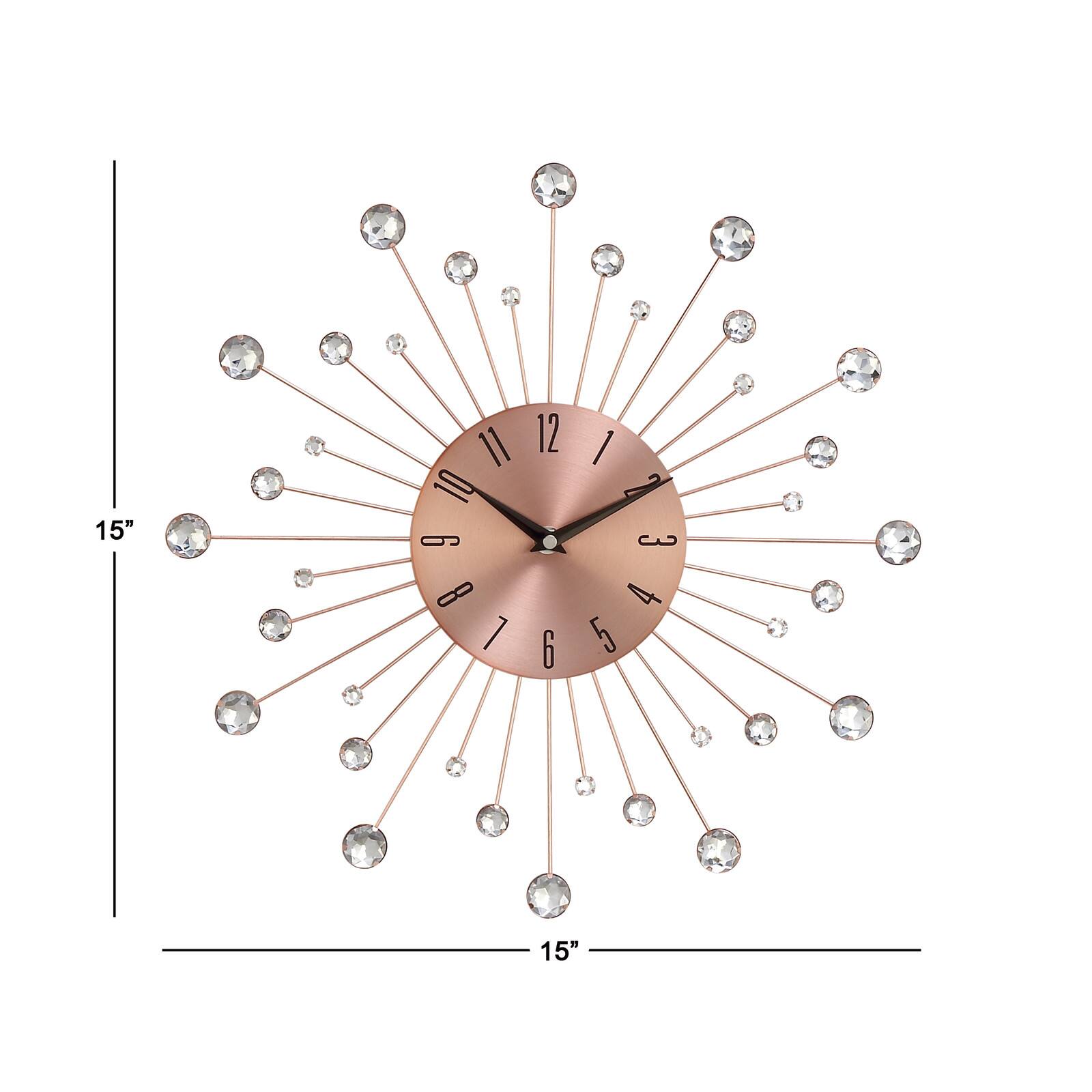Copper Metal Glam Wall Clock, 15"