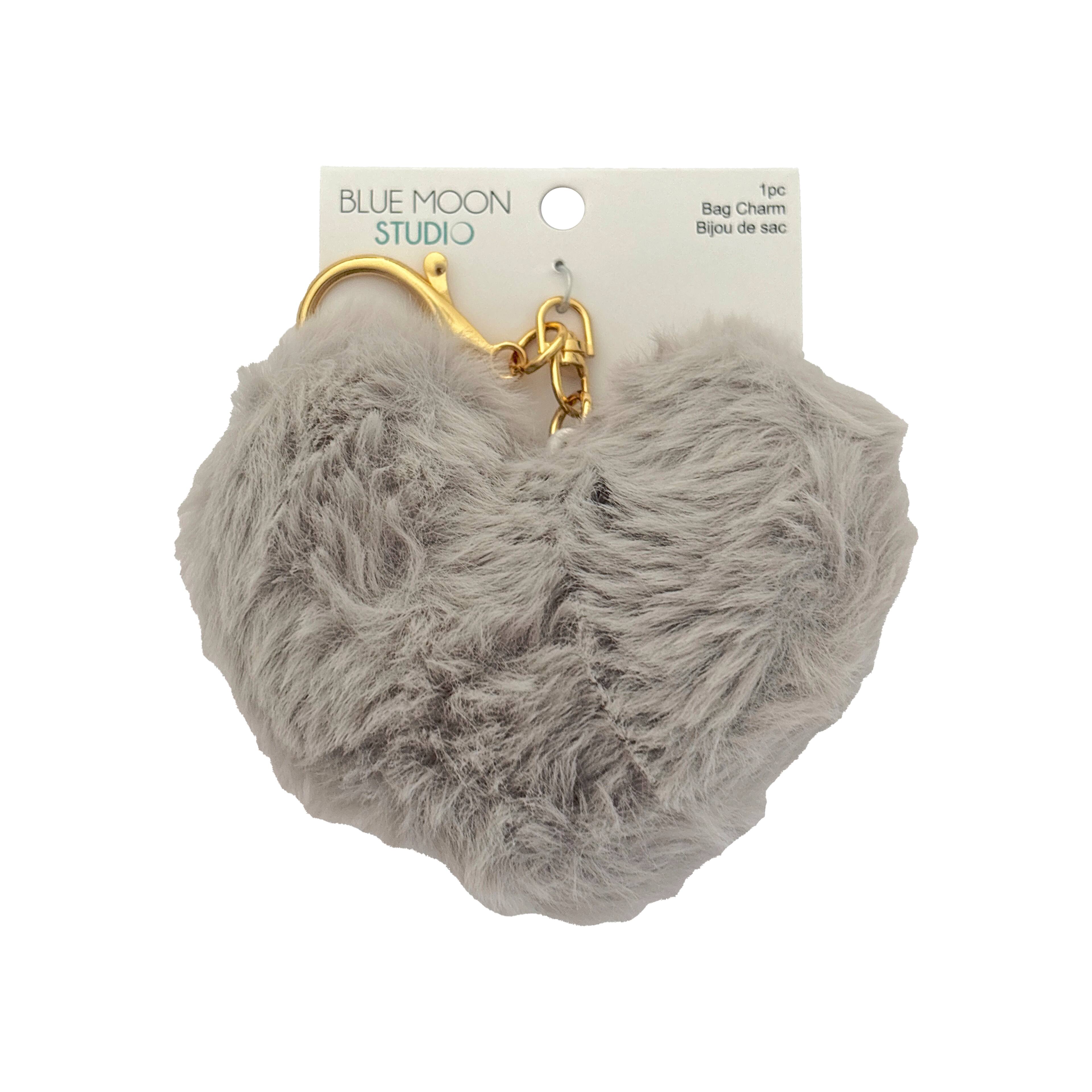 Blue Moon Studio™ Gray Fuzzy Heart Bag Charm