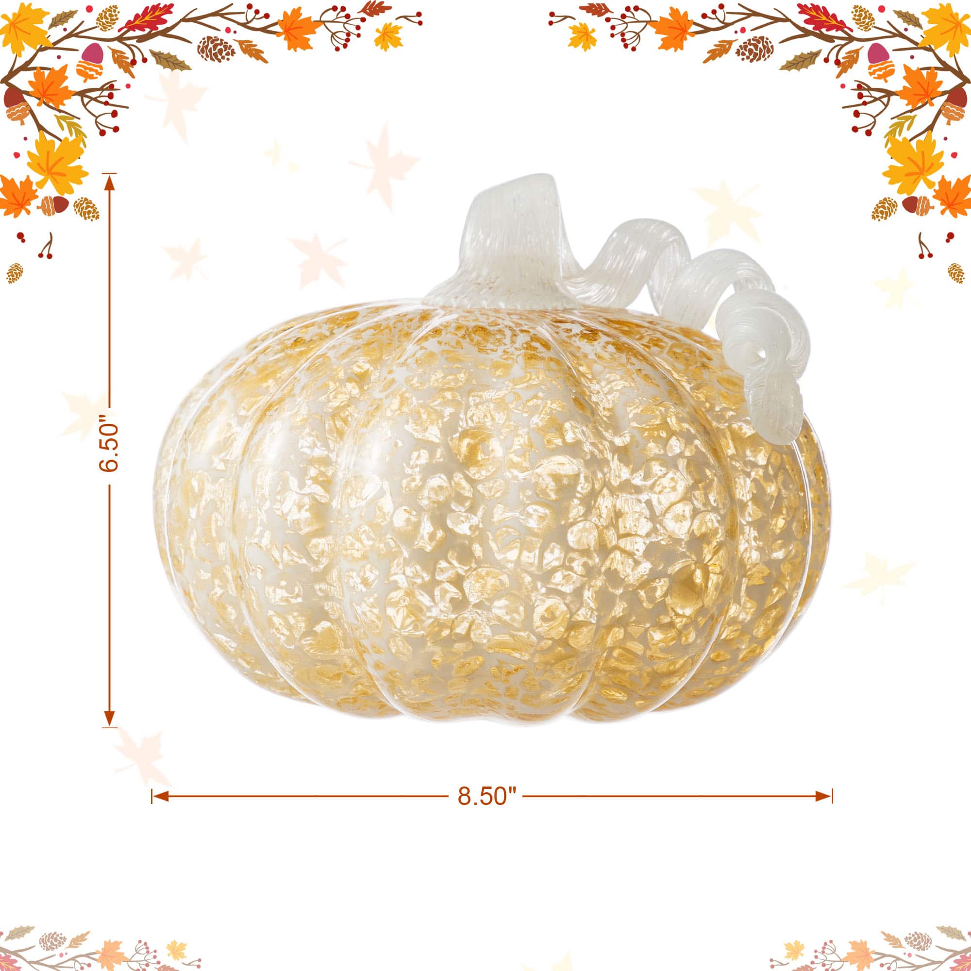 Glitzhome® Amber Dots Fall Pumpkin Glass Tabletop Accent