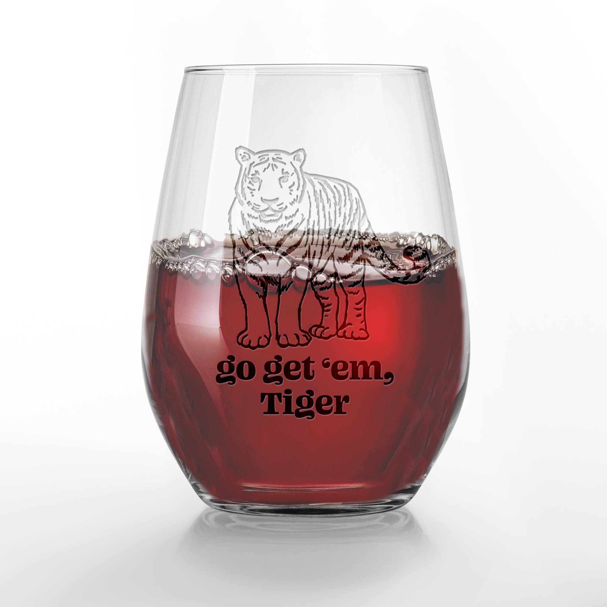 15oz Go Get 'Em Tiger Engraved Stemless Wine Glass