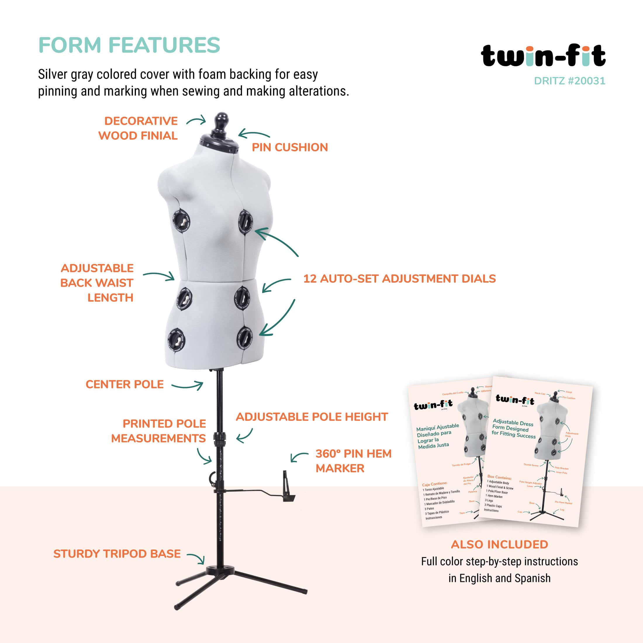 Dritz® Twin-Fit Small Dress Form with Adjustable Tri-Pod Stand