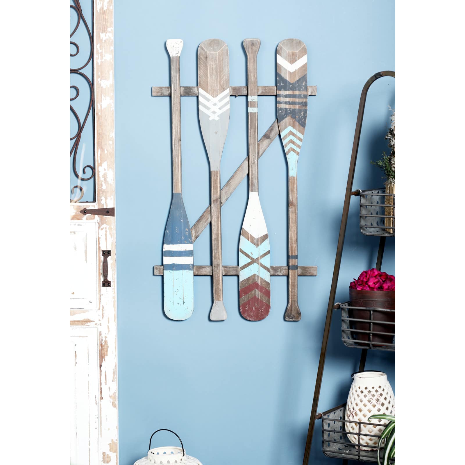 36" Brown Wood Coastal Oars Wall Decor
