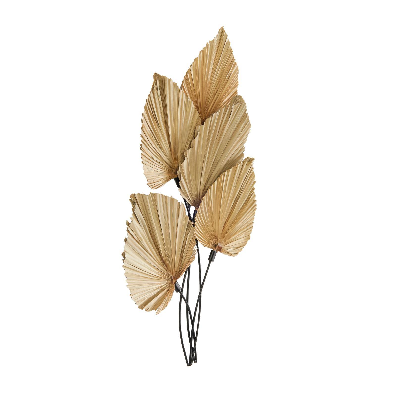 23" x 40" Brown Metal Leaf Layered with Palm Leaf Accents Wall Décor