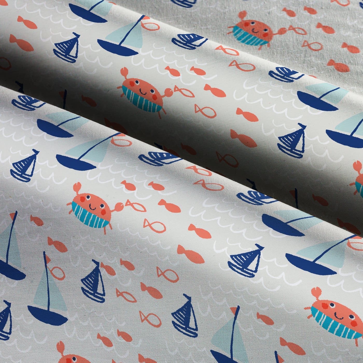 Springs Creative Products Love the Sea Crabby Fish Fabric
