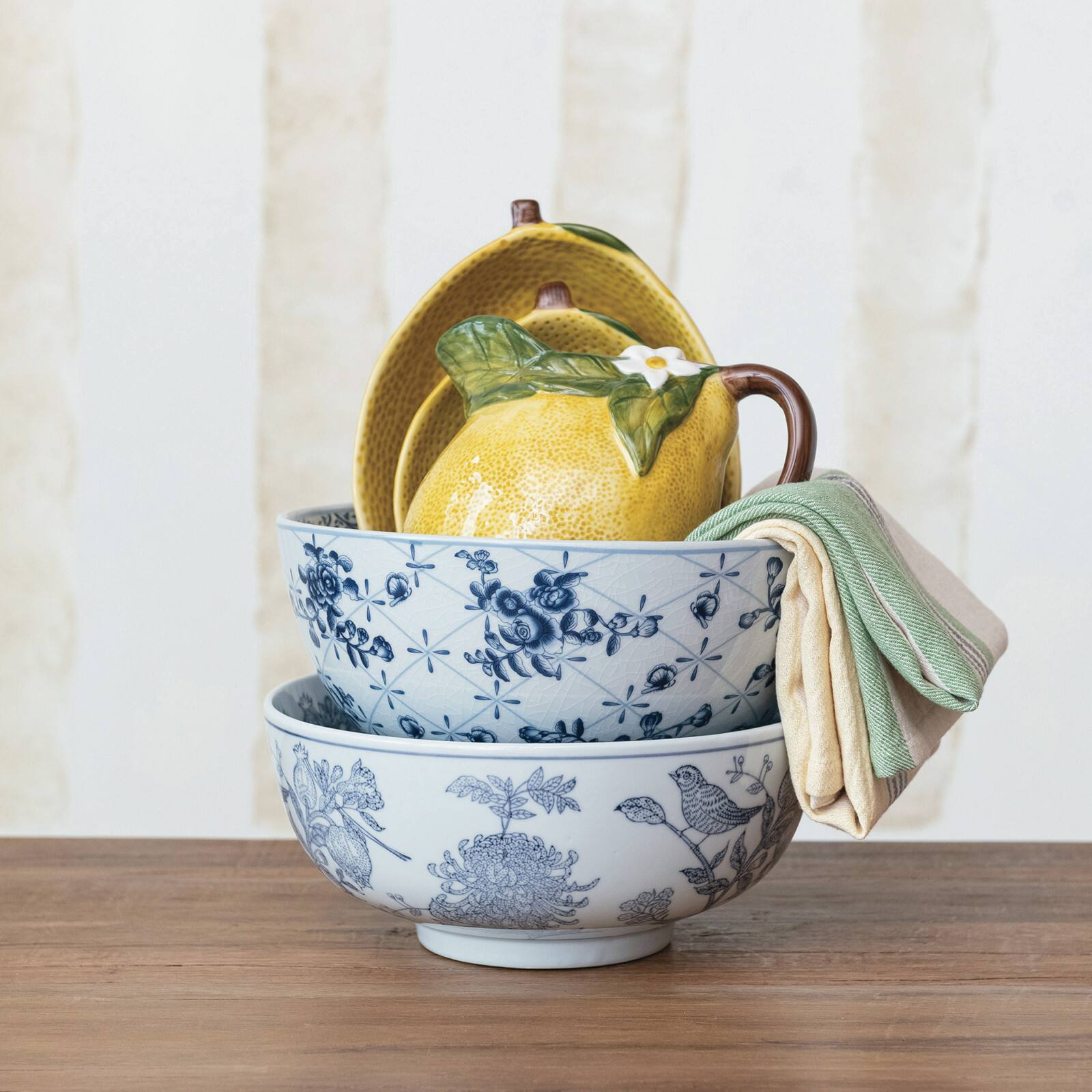 Hello Honey 10" Blue & White Floral Elegance Porcelain Bowl