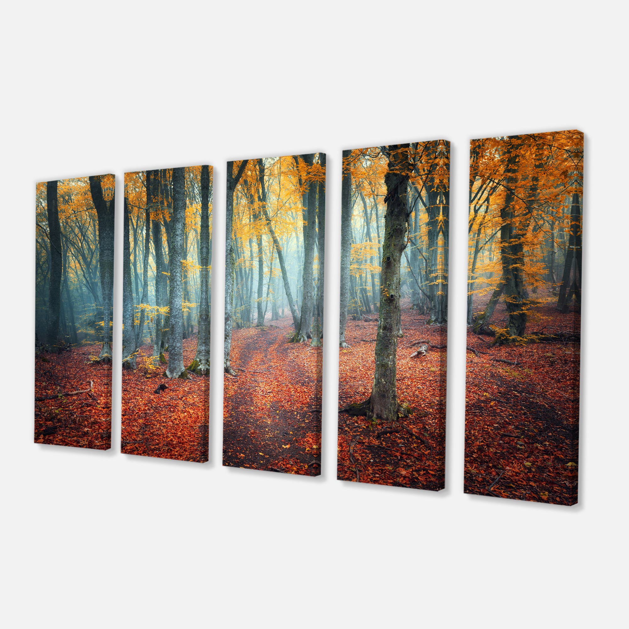Designart - Red and Yellow Autumn Forest - Landscape Photography Canvas Print