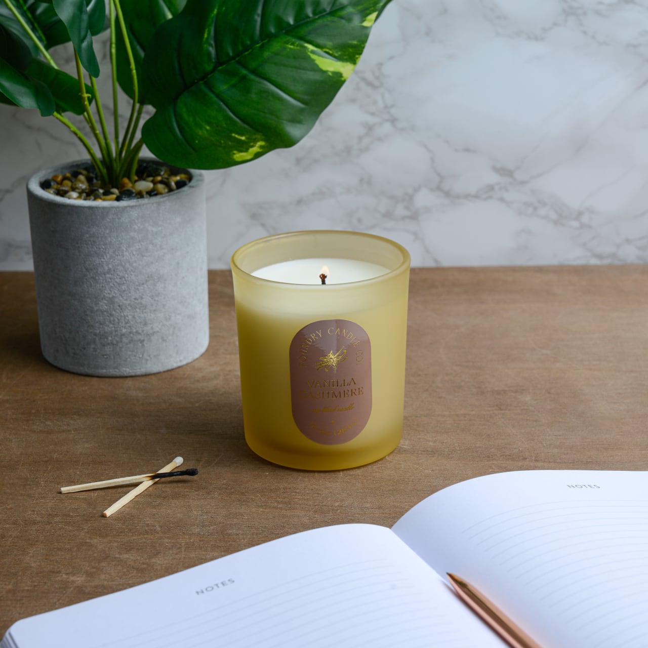 Foundry Candle Co. 10oz. Vanilla Cashmere Glass Candle with Lid