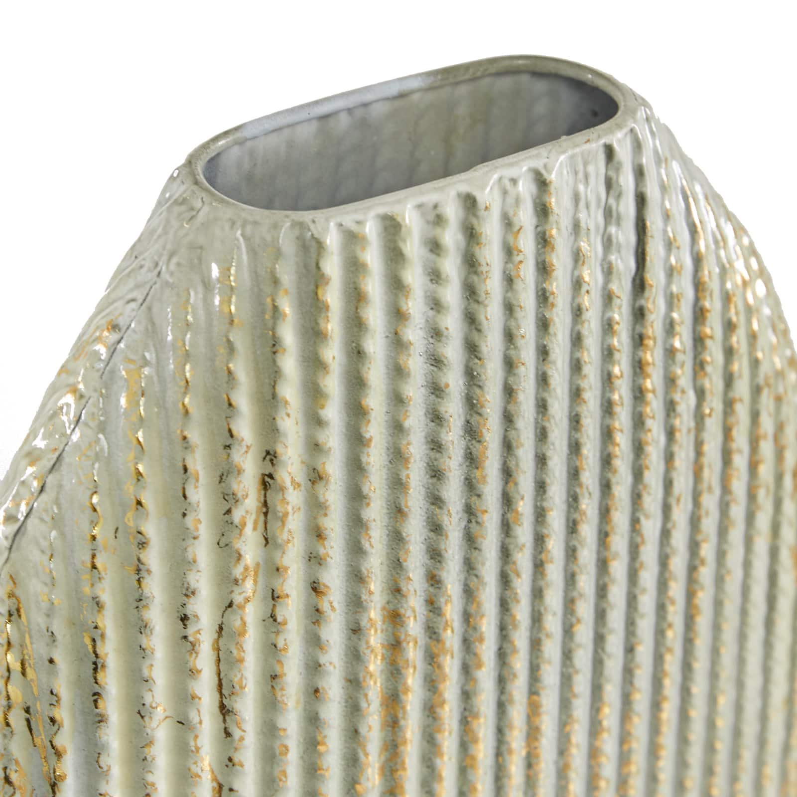Set of 2 Gold Metal Contemporary Vase, 12", 16"