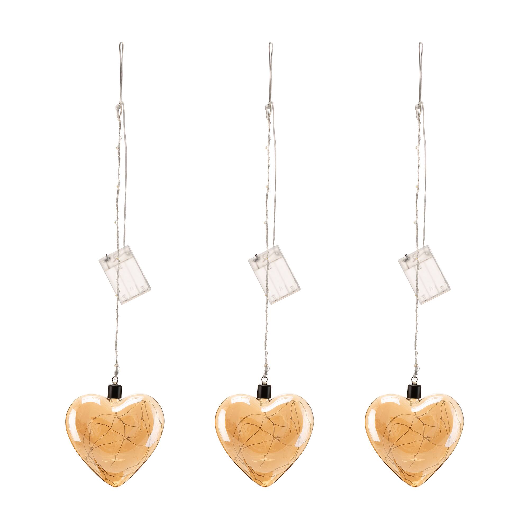 Glitzhome® 26" LED Glass Heart Wall Décor, Set Of 3