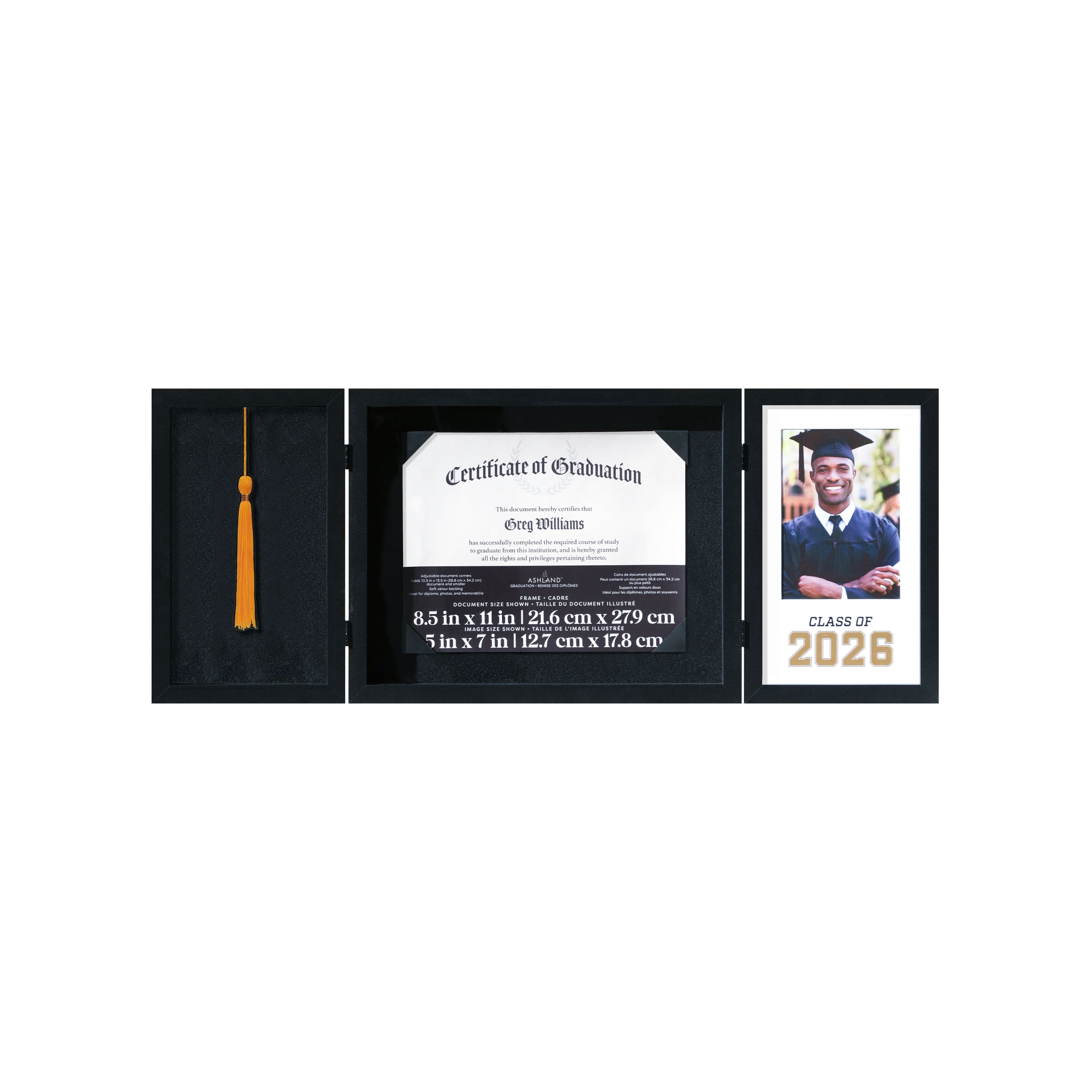 3 Opening 29.75" x 11.75" 2026 Triple Hinge Document, Image & Tassel Frame, Graduation by Ashland®