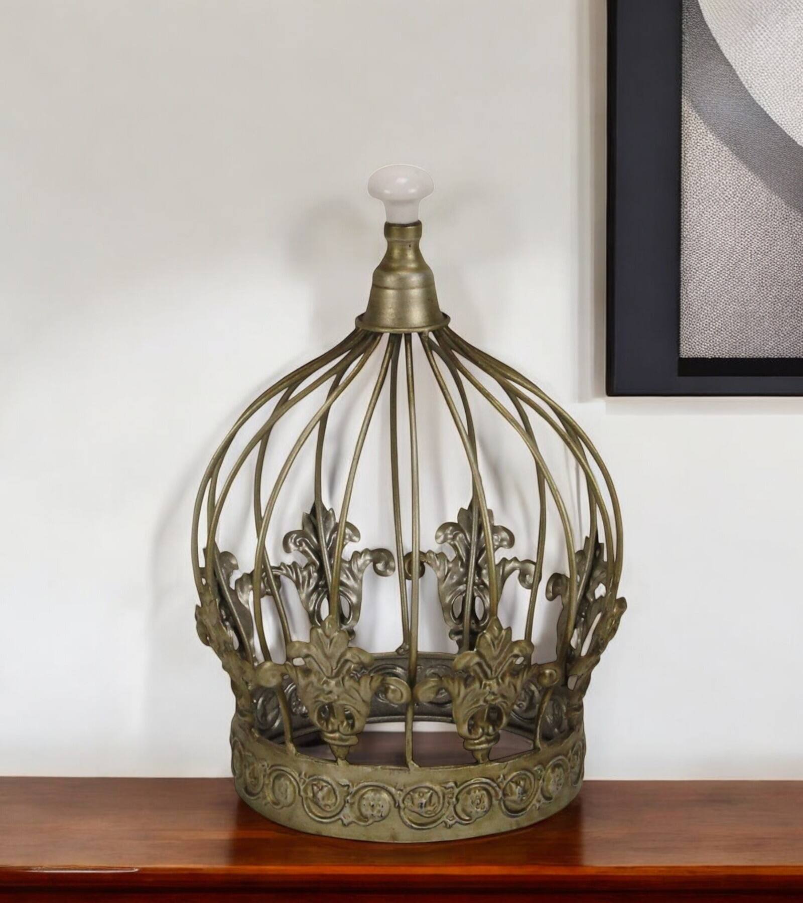 HomeRoots 10" Bronze Metal Hand Painted Decorative Crown Tabletop Sculpture