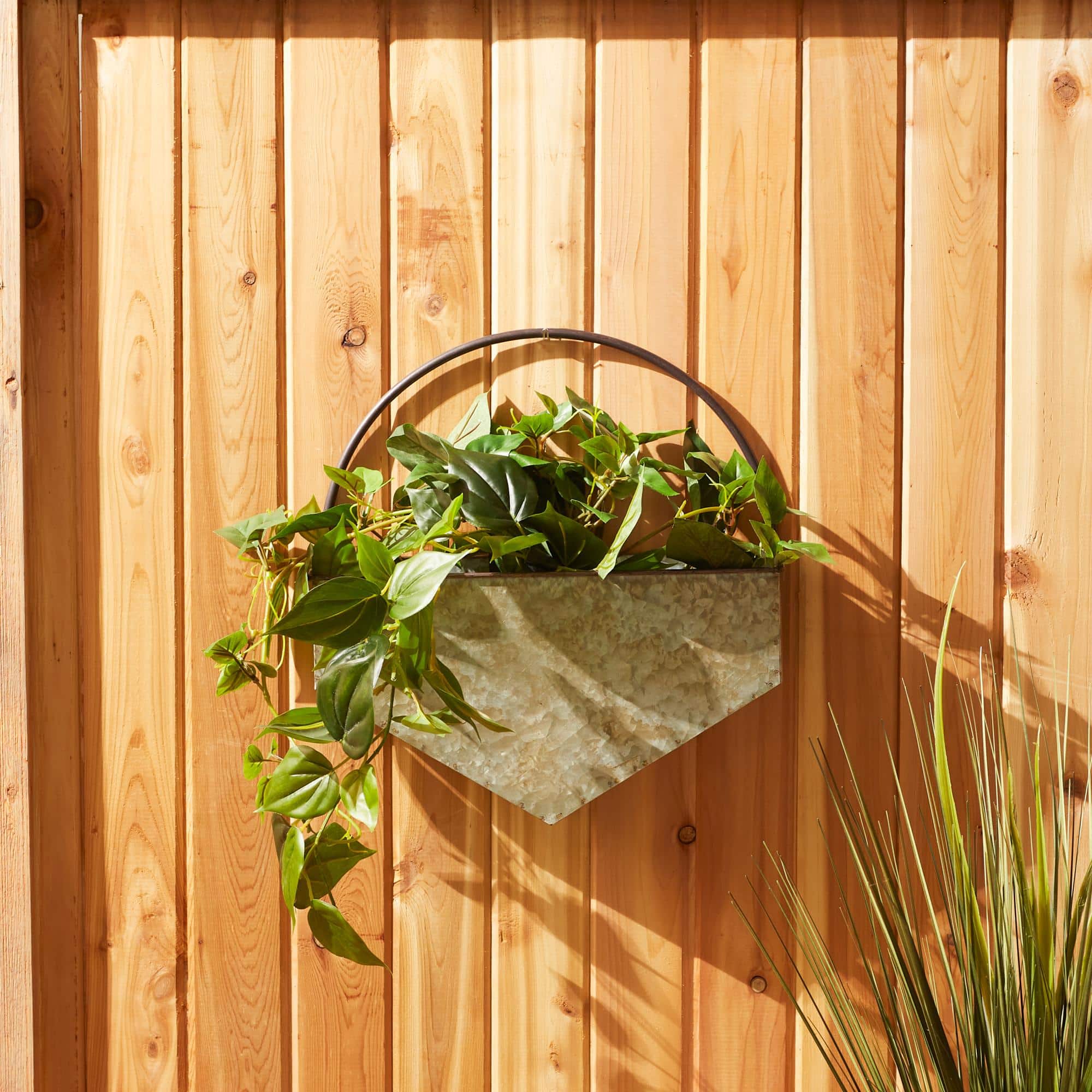 14.5" Diamond Galvanized Wall Planter