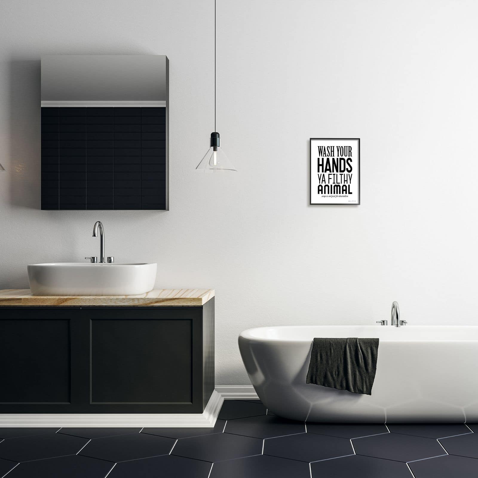 Stupell Industries Wash Your Hands Ya Filthy Animal Funny Bathroom Framed Wall Art