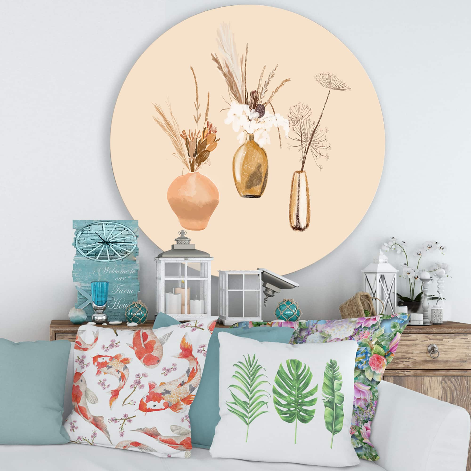 Designart - Bouquets Of Wildflowers In Gold Vases I