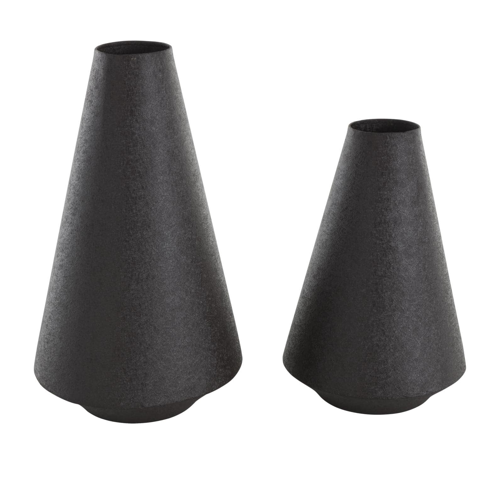 Black Metal Textured Cone Vase Set