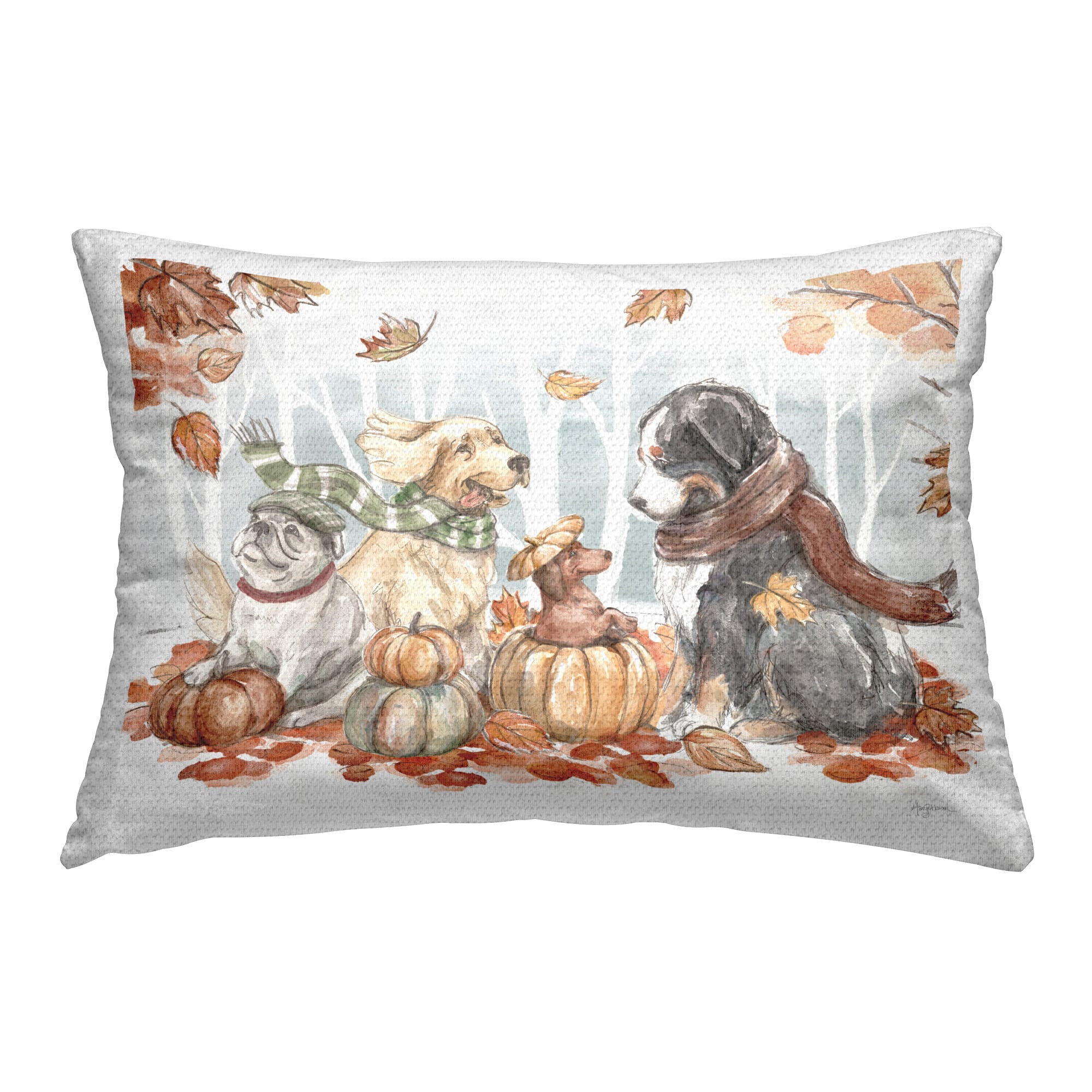 Stupell Industries Autumn Fun Dogs Outdoor Printed Pillow
