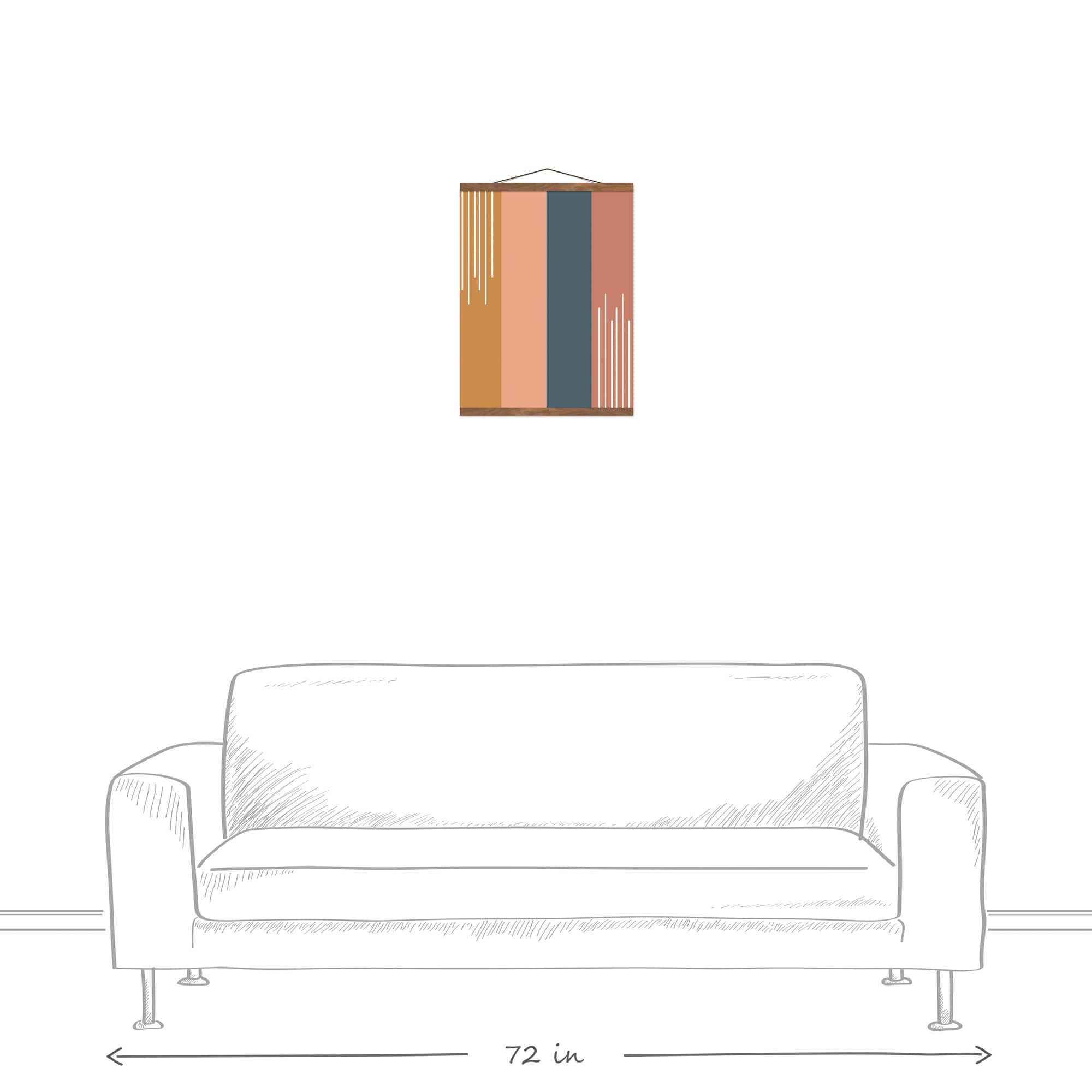 Color Block Lines 16" x 20" Teak Hanging Canvas