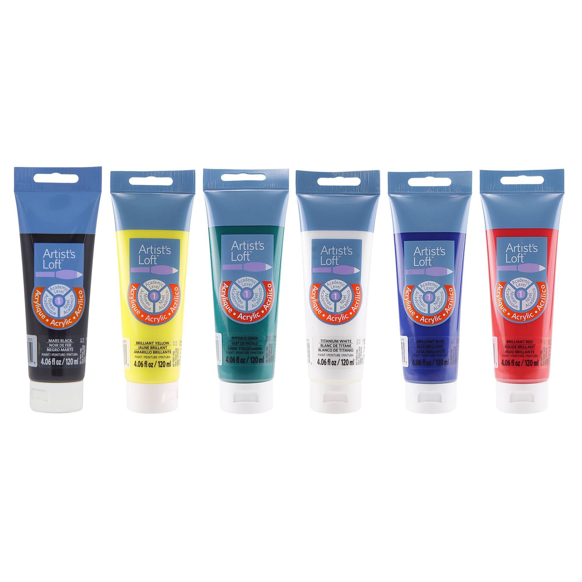 Ensemble de peintures acryliques pour débutant, 6 couleurs d’Artist’s Loft, 120 ml