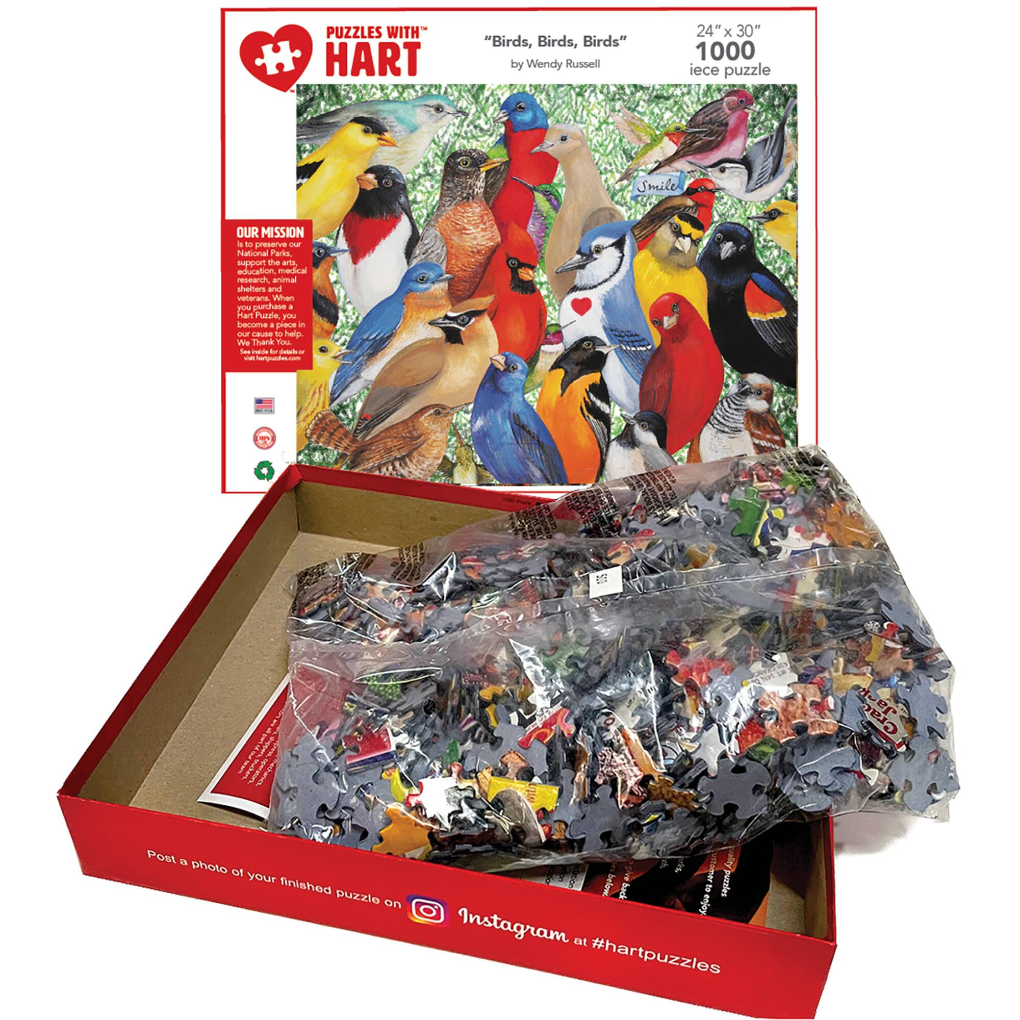 Hart Puzzles Birds, Birds, Birds by Wendy Russell 1,000 Piece Jigsaw Puzzle