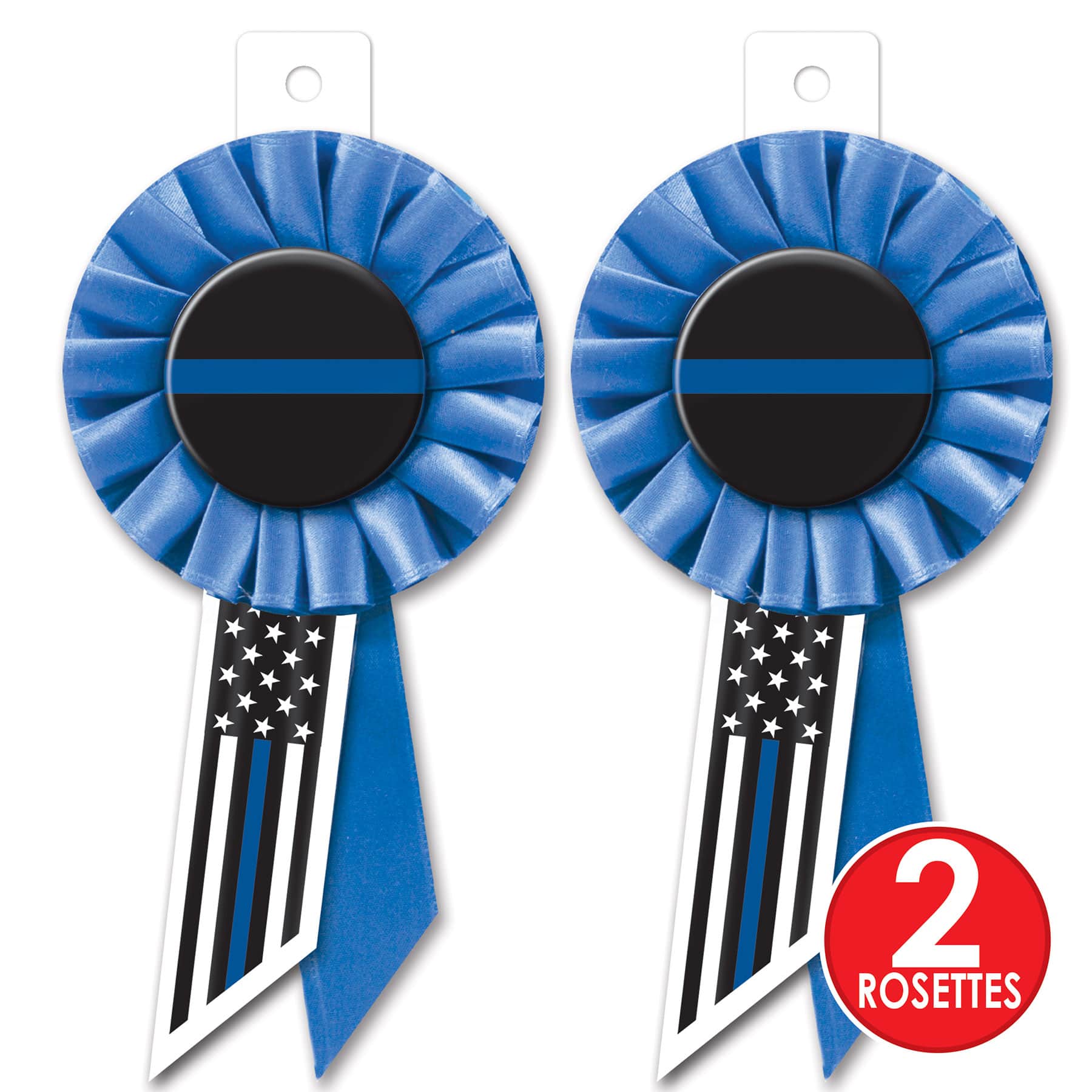 Beistle 6.5" Blue Stripe Law Enforcement Rosettes, 2ct.