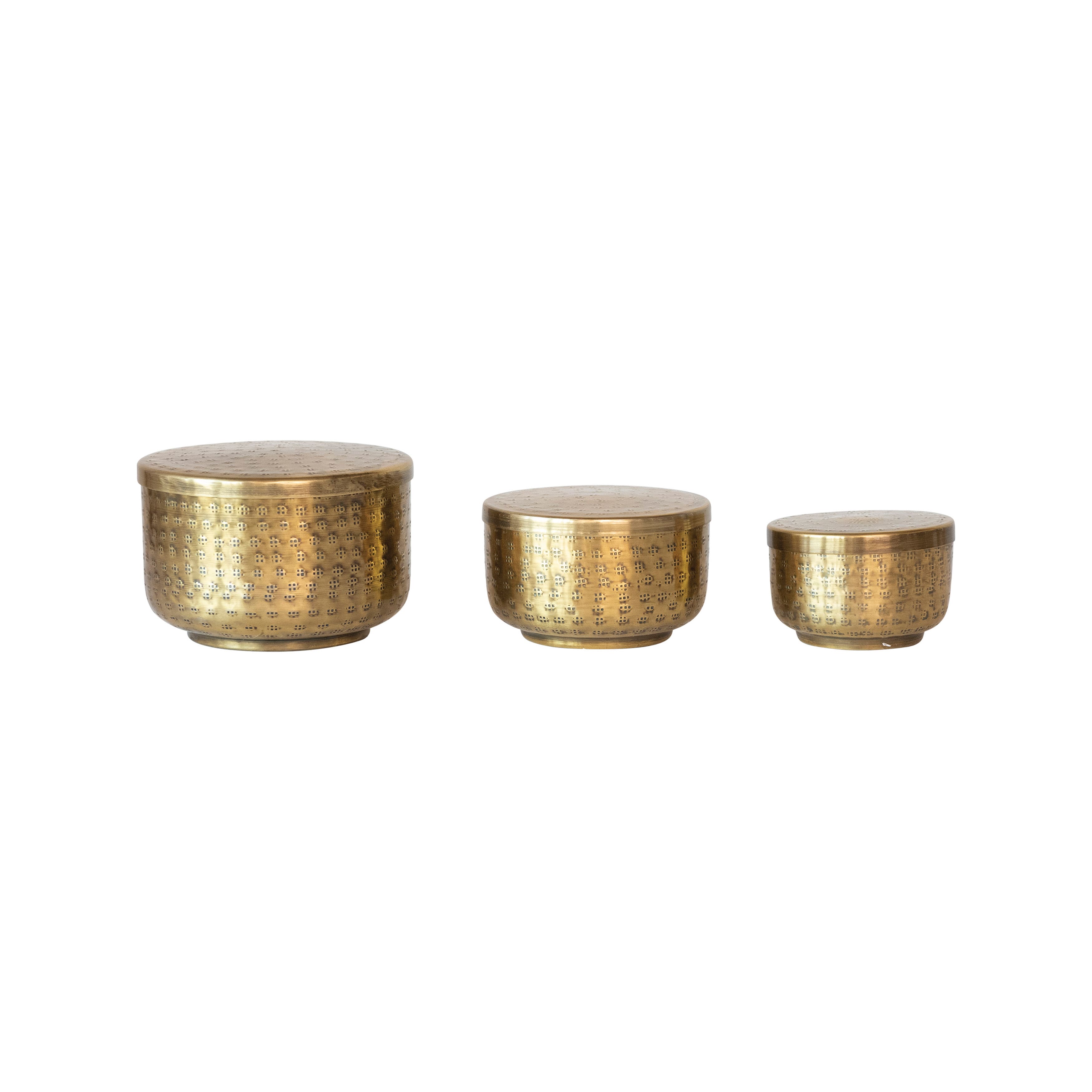 Hello Honey® Antique Brass Hammered Debossed Aluminum Containers