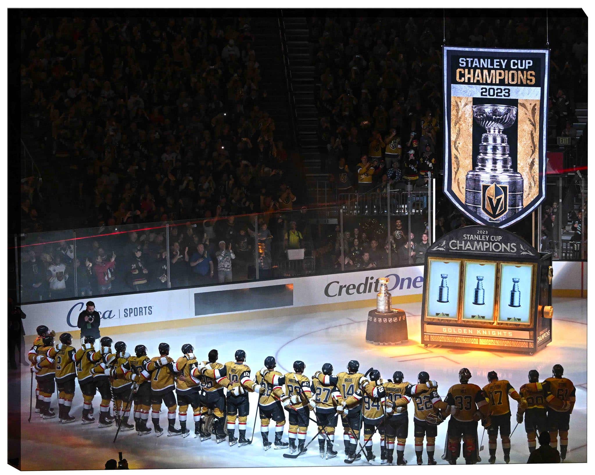 Vegas Golden Knights 16" x 20" Canvas Banner Raising Line-up-H 20" x 16"
