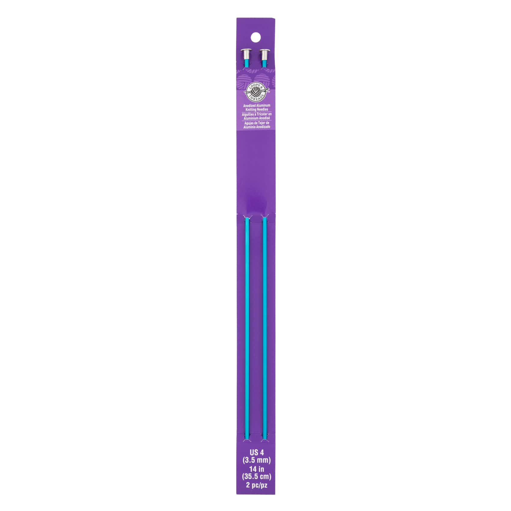 14" Anodized Aluminum Knitting Needles by Loops & Threads