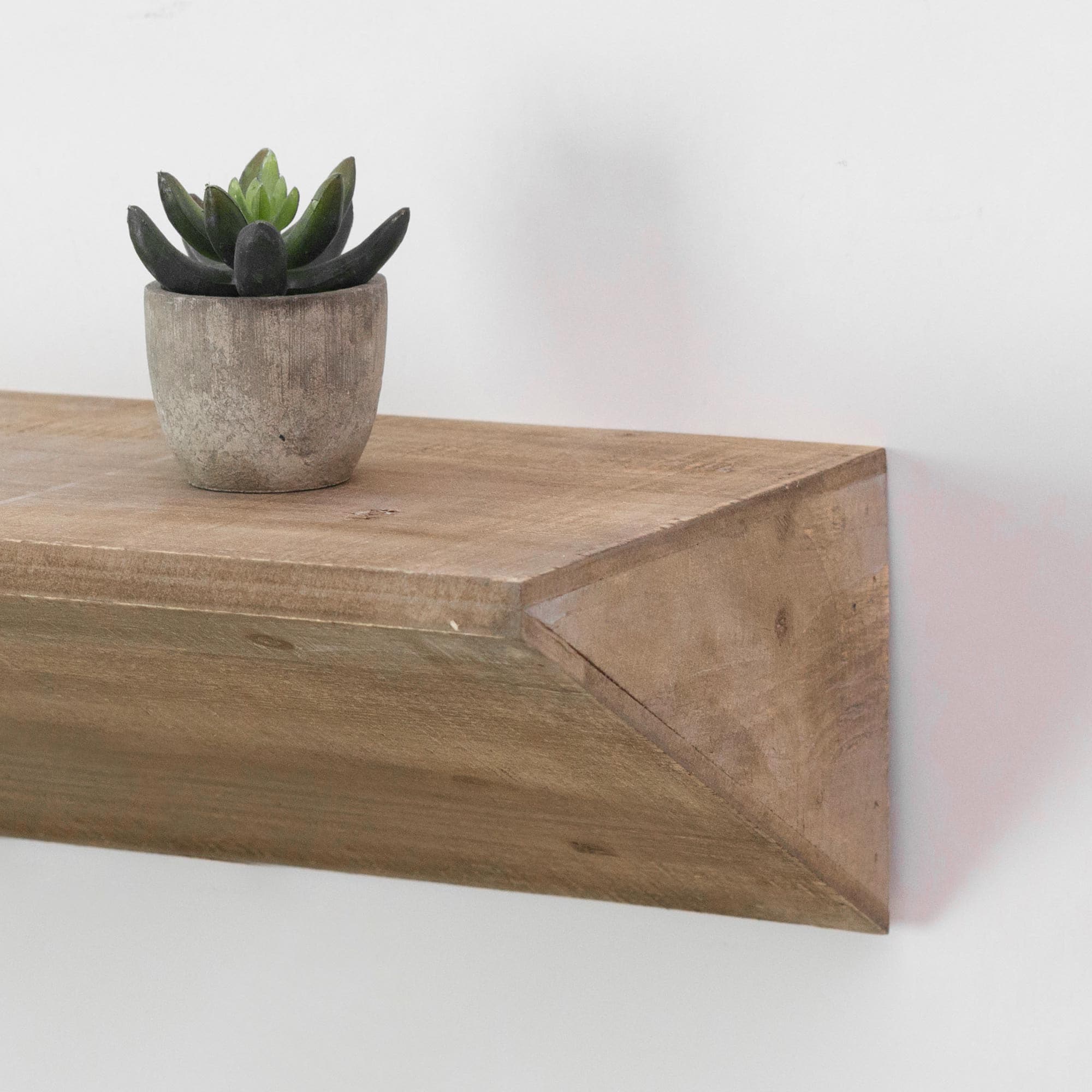 Small Natural Wedge Wood Floating Wall Shelf