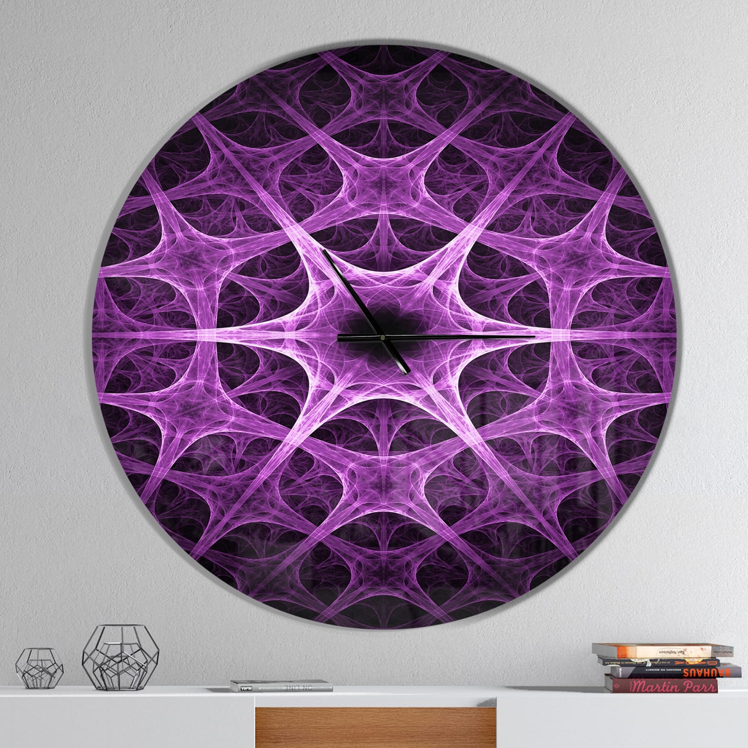 Designart 'Abstract Purple Thorn Flower Modern Wall Clock