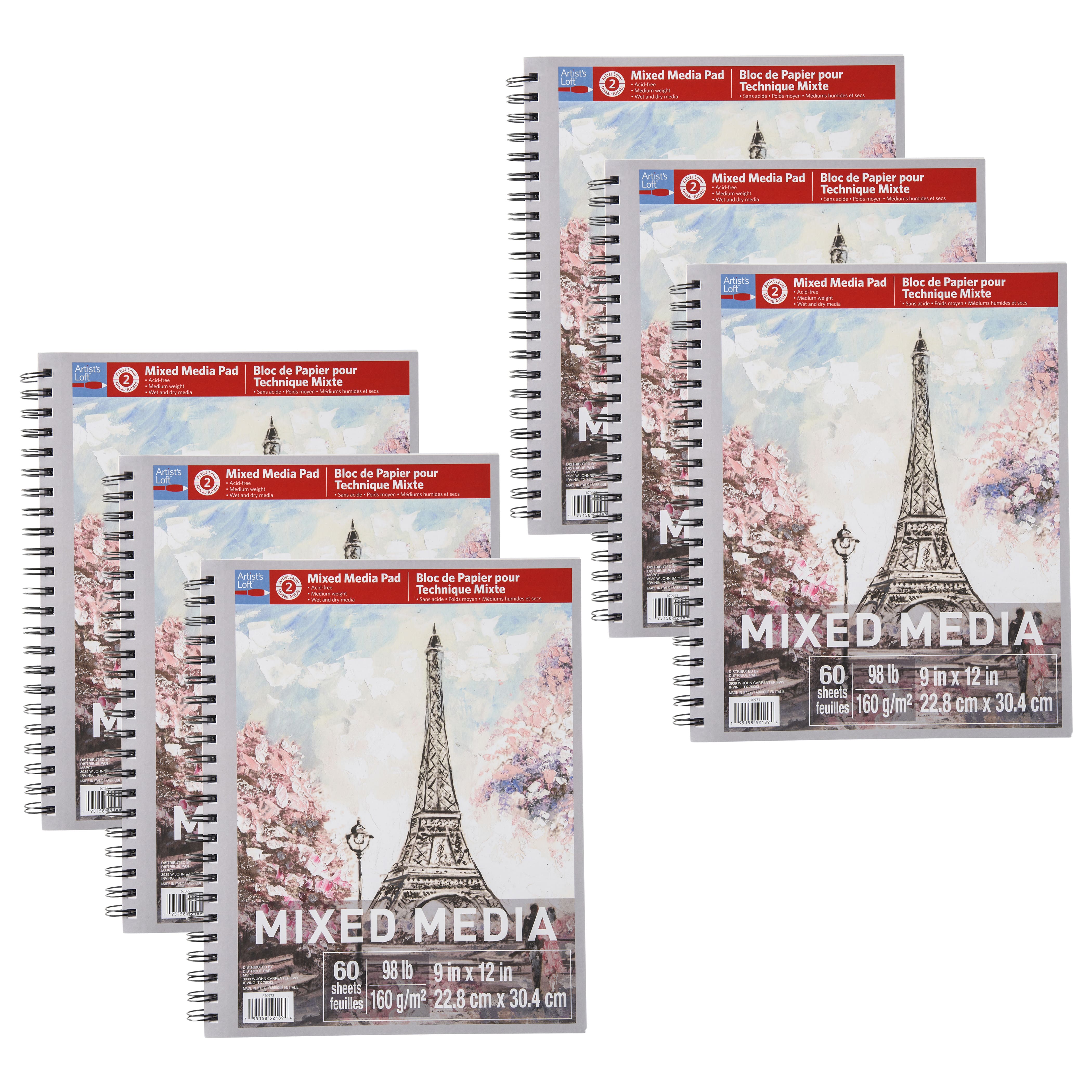 6 Pack: Mixed Media Medium Weight Paper Pad by Artist's Loft™, 9" x 12"