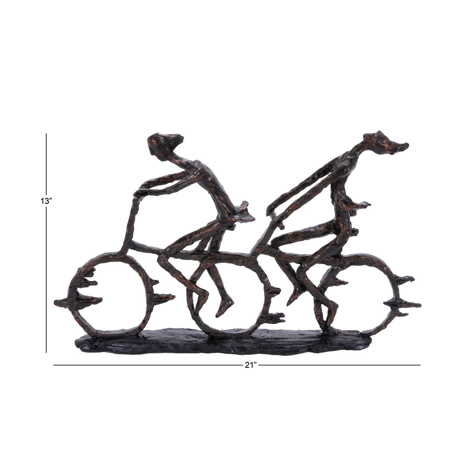 21" Brass Polystone Industrial Bicycle Sculpture