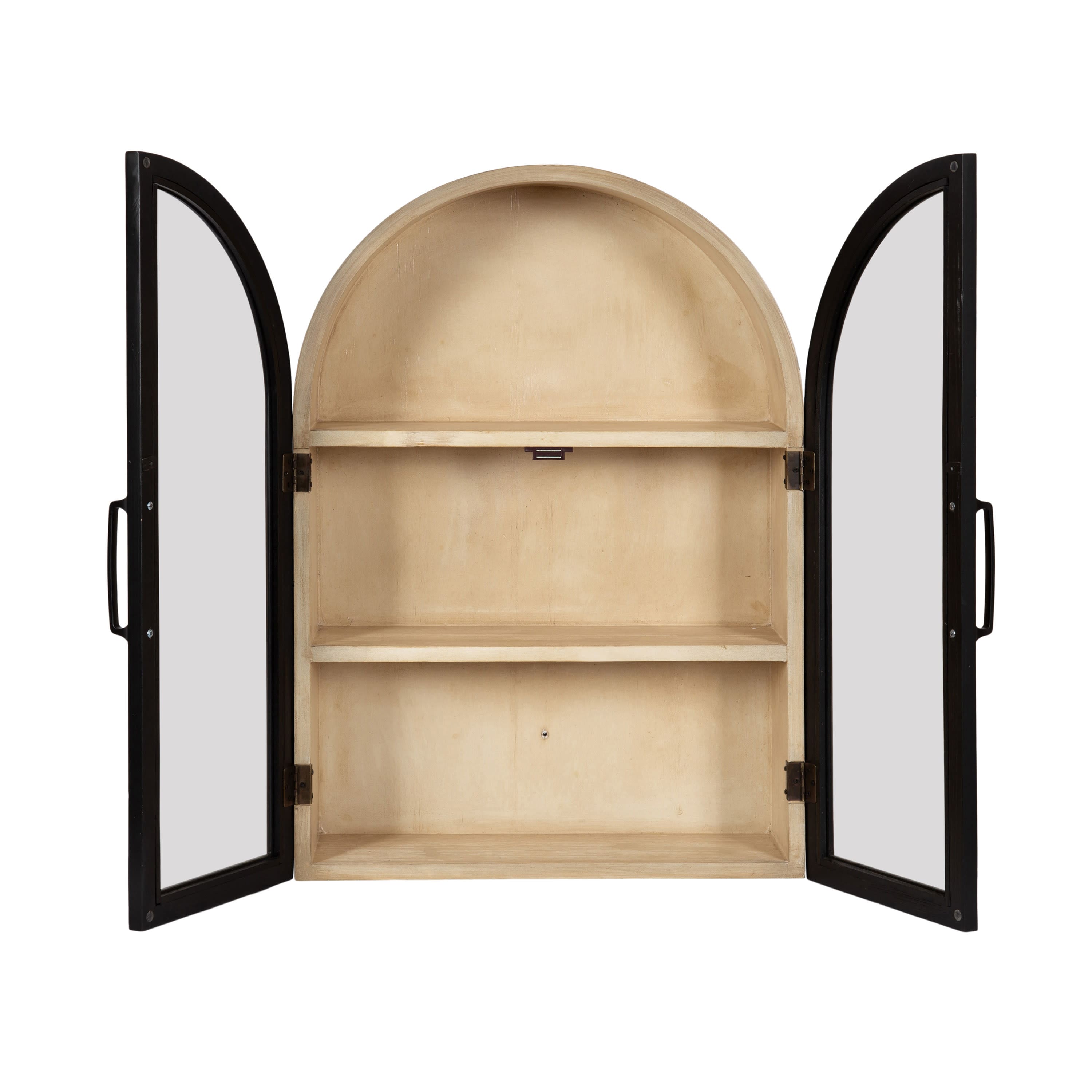 Kate and Laurel Arcott Arch Three Shelf Wall Cabinet