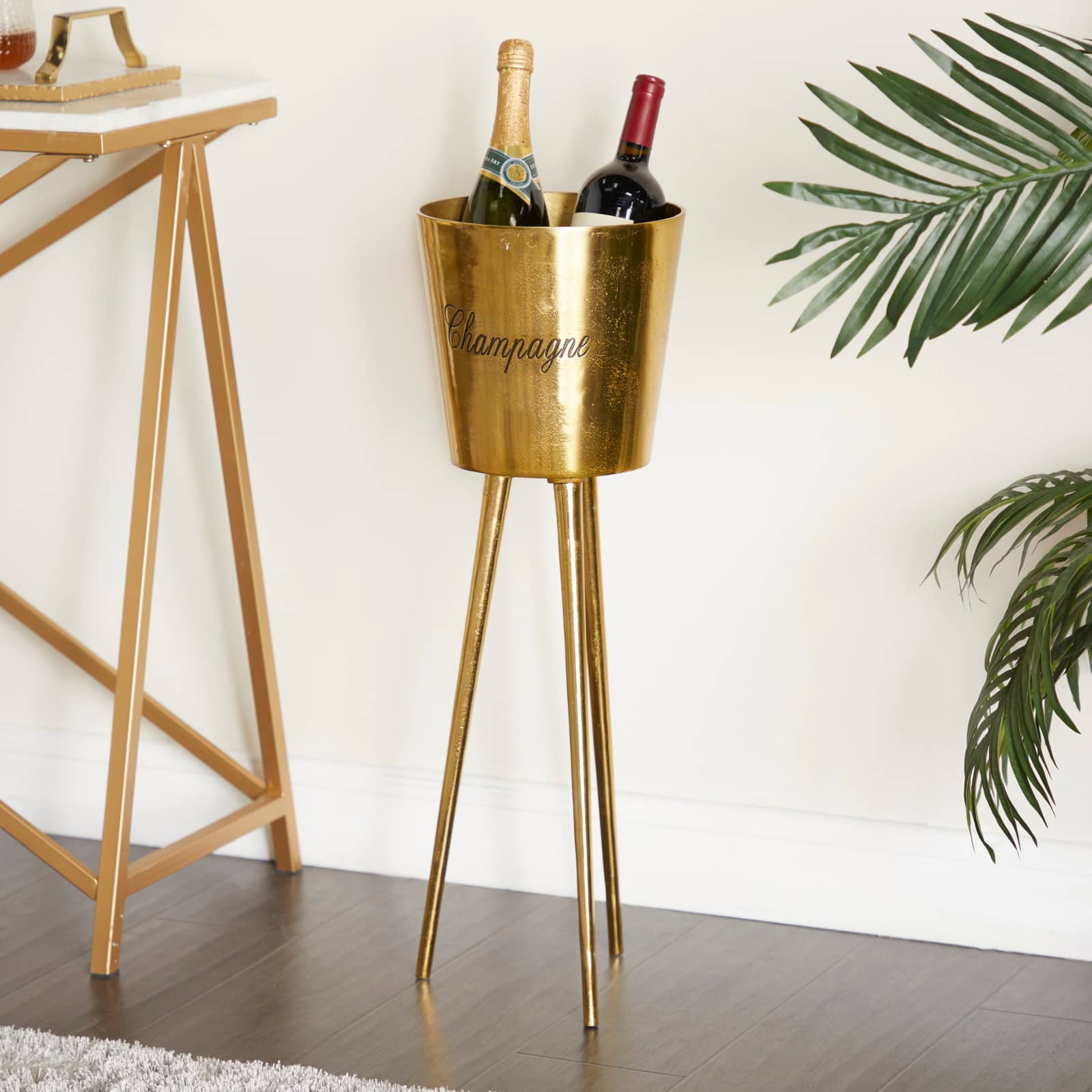 Gold Modern Wine Holder, 10" x 10" x 28"