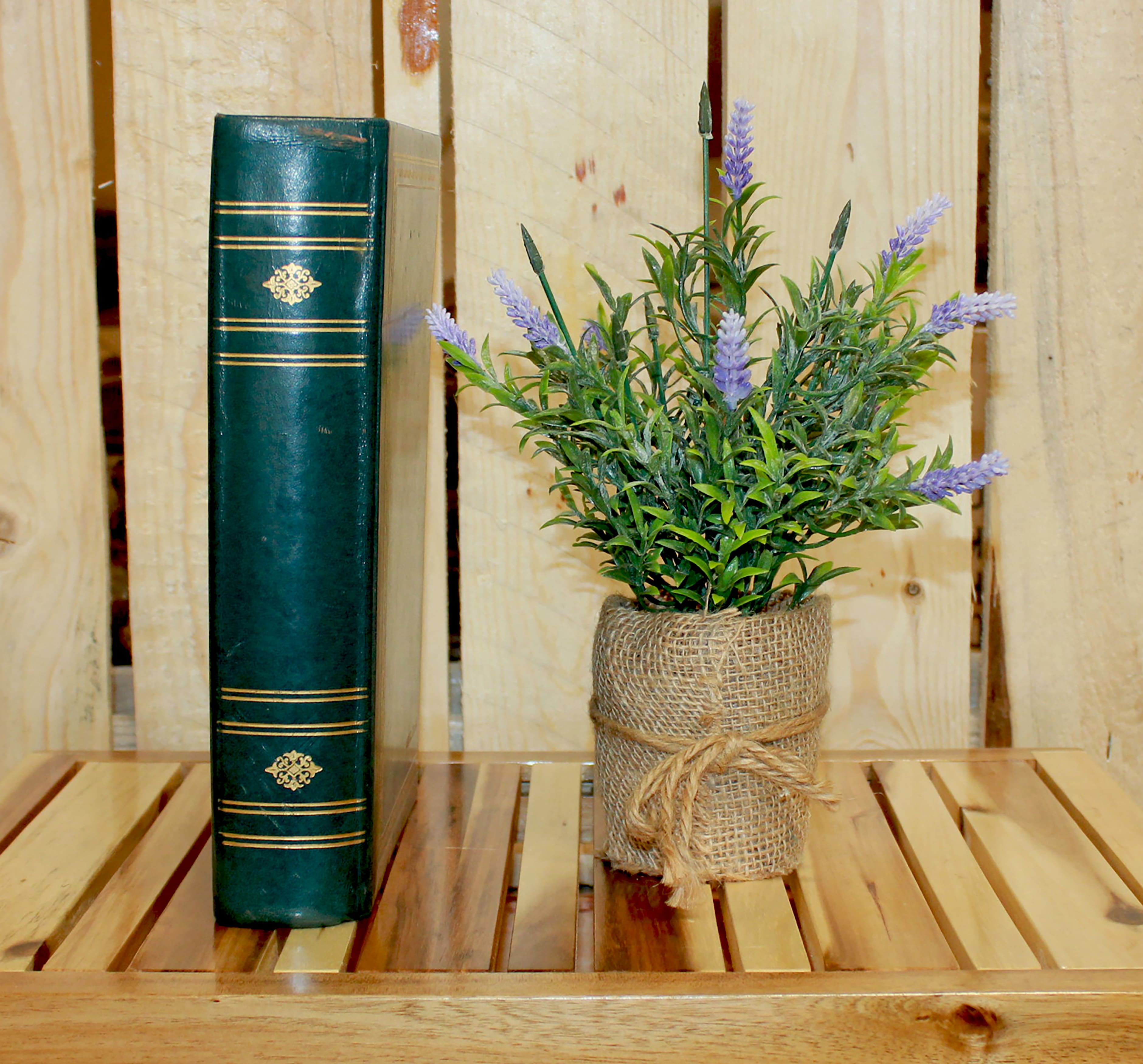 14" Artificial Lavender in Burlap Pot