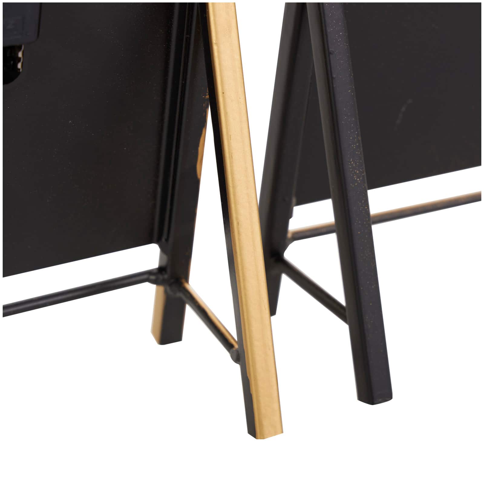 CosmoLiving by Cosmopolitan 10" Black Metal Rectangular Angled Clock Set with Gold Accents & Cutout Tick Hour Markers