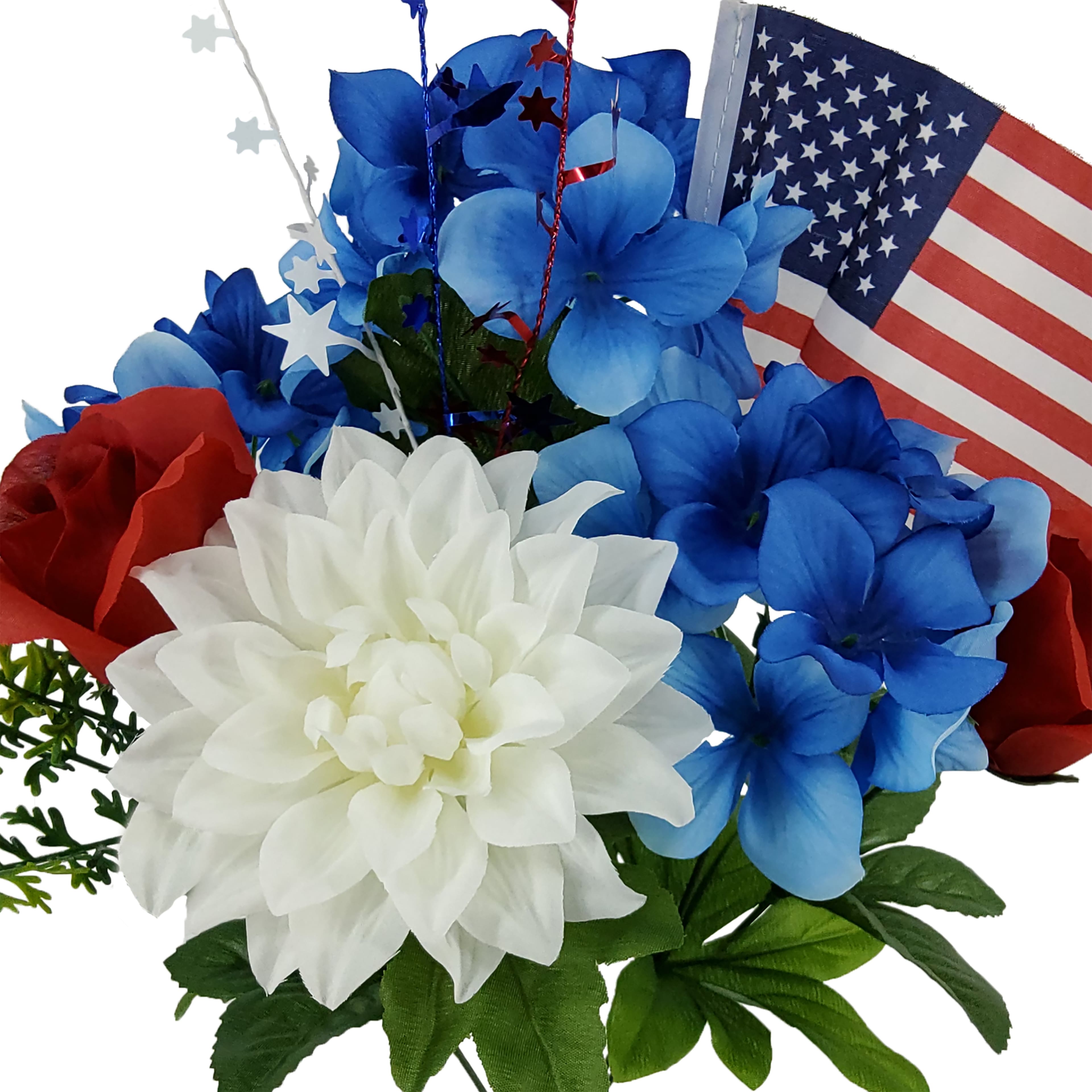 15" Dahlia & Rose Mix with Flag Bush by Celebrate It™