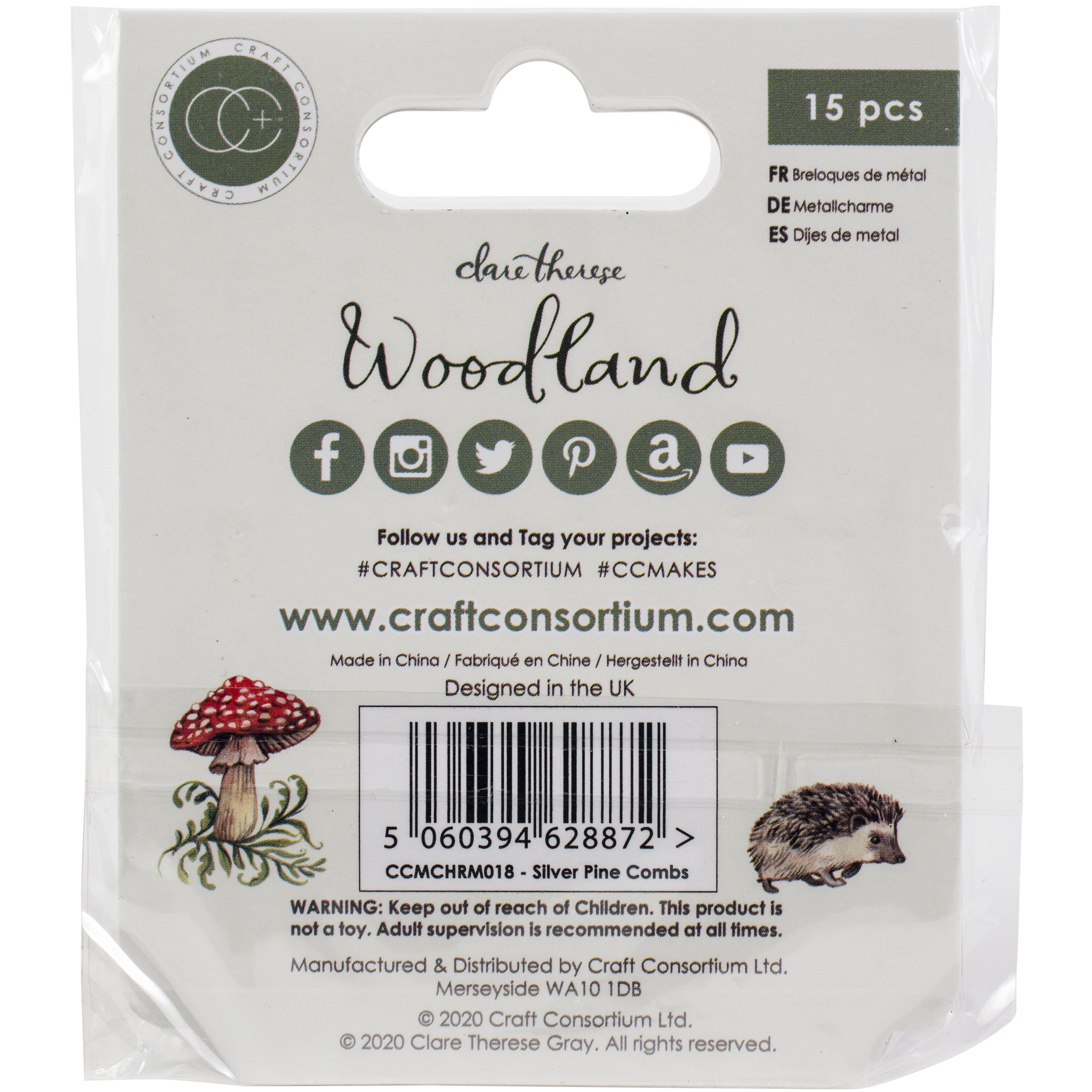 Craft Consortium Woodland Silver Pine Cone Metal Charms