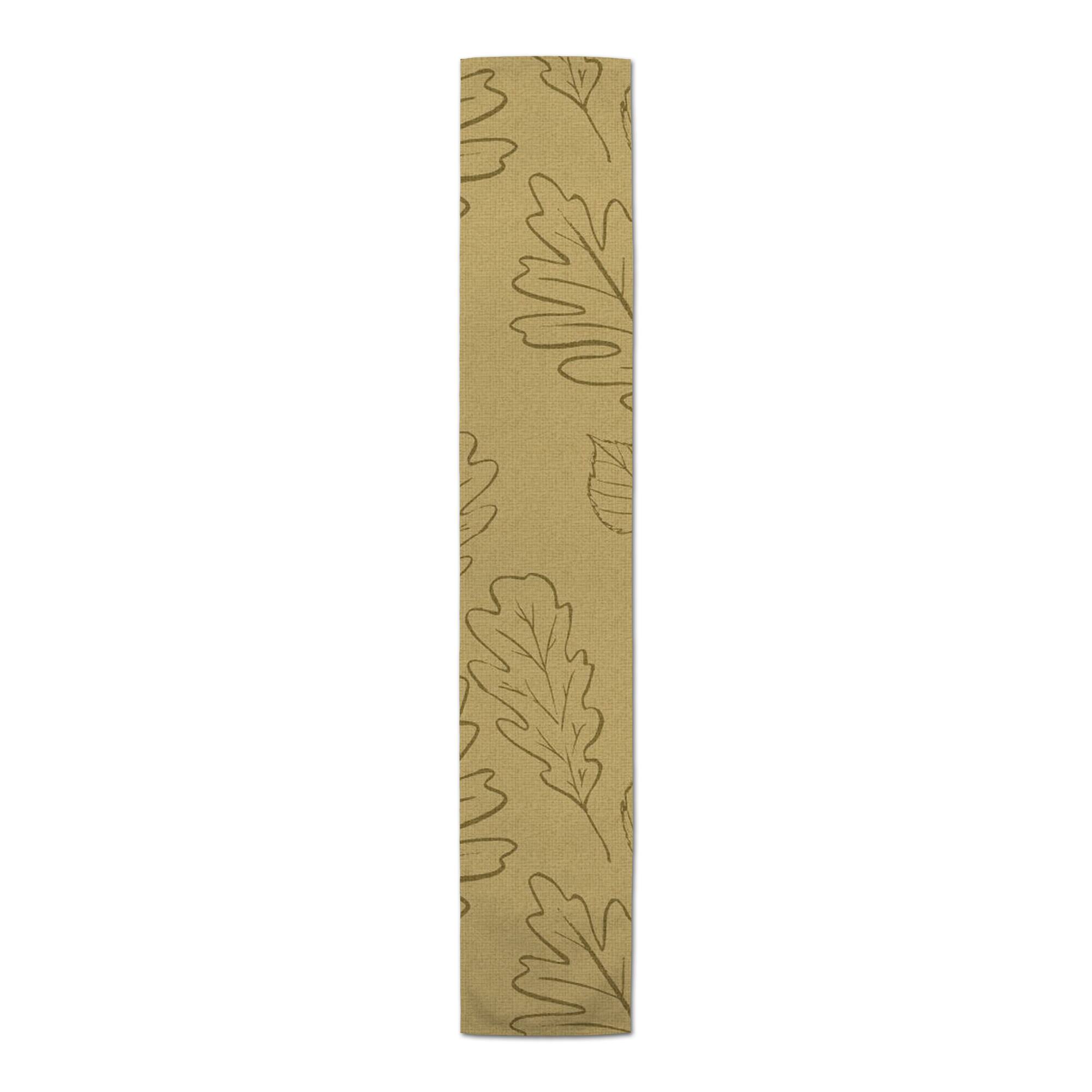 90" Mustard Yellow Large Leaf Pattern Cotton Twill Runner