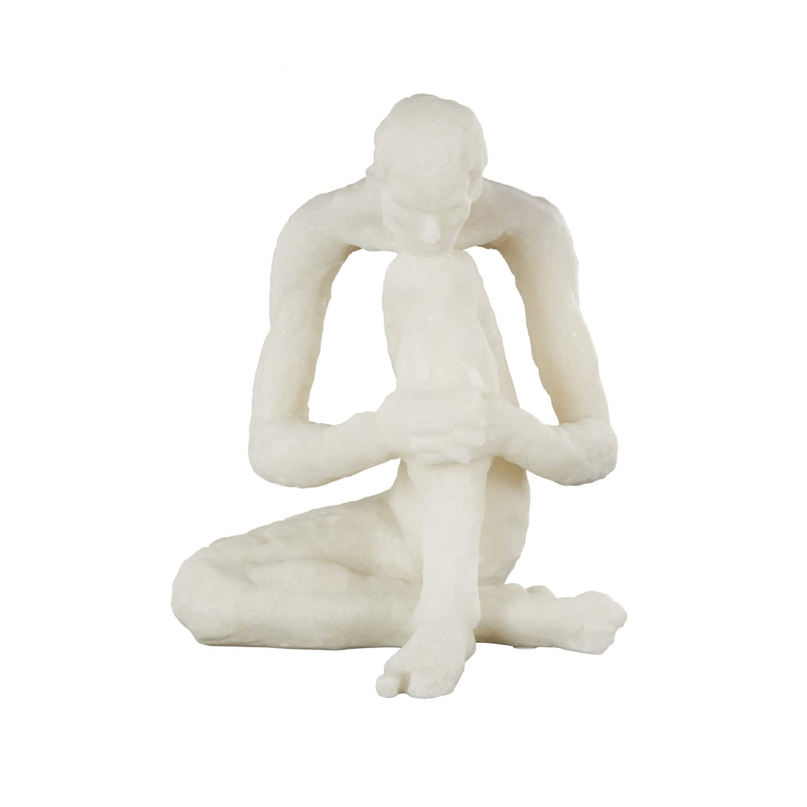 14.25" White Thinking Human Polystone Decorative Sculpture