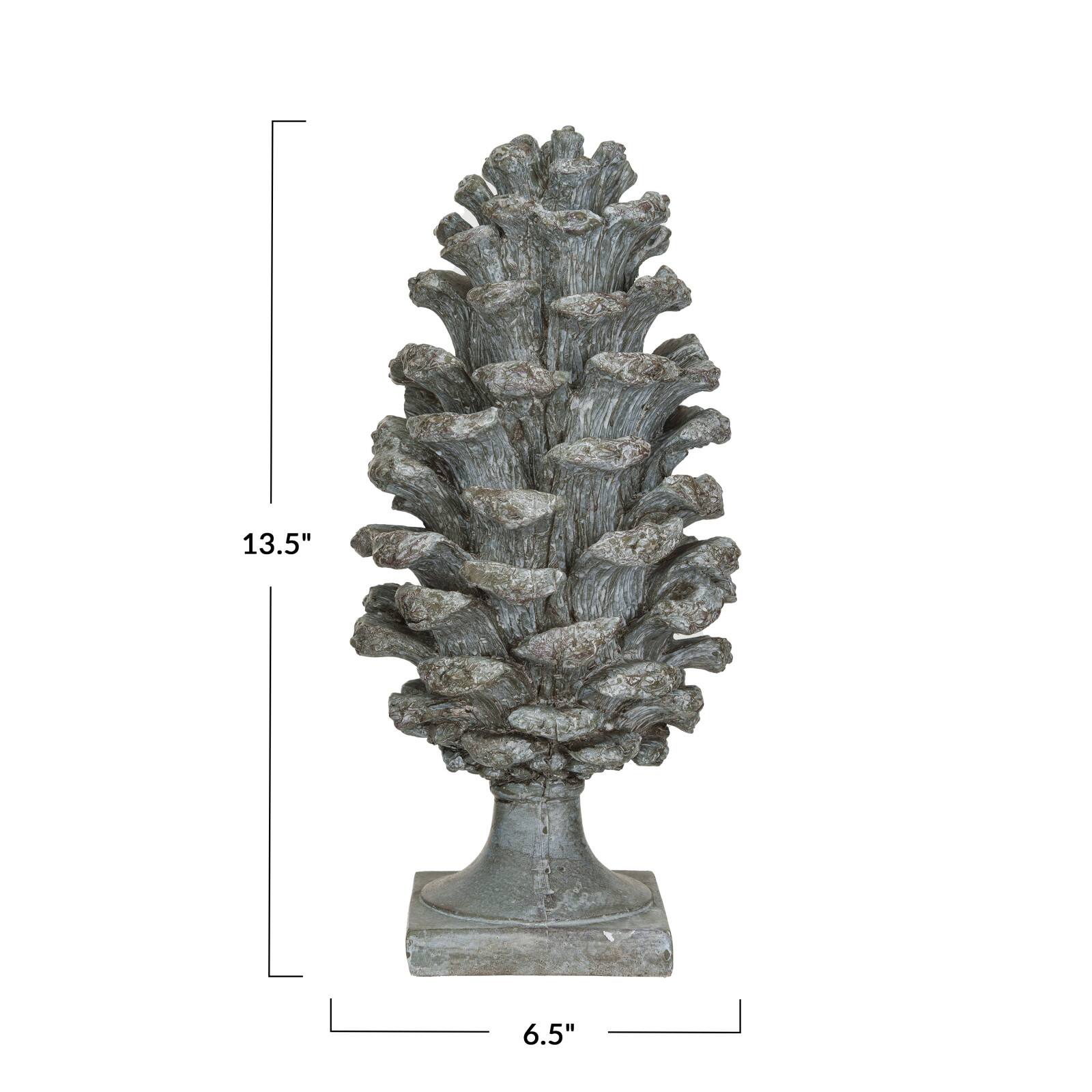 Hello Honey® 13.5" Tall Round Verdigris Finish Pinecone Finial with Base