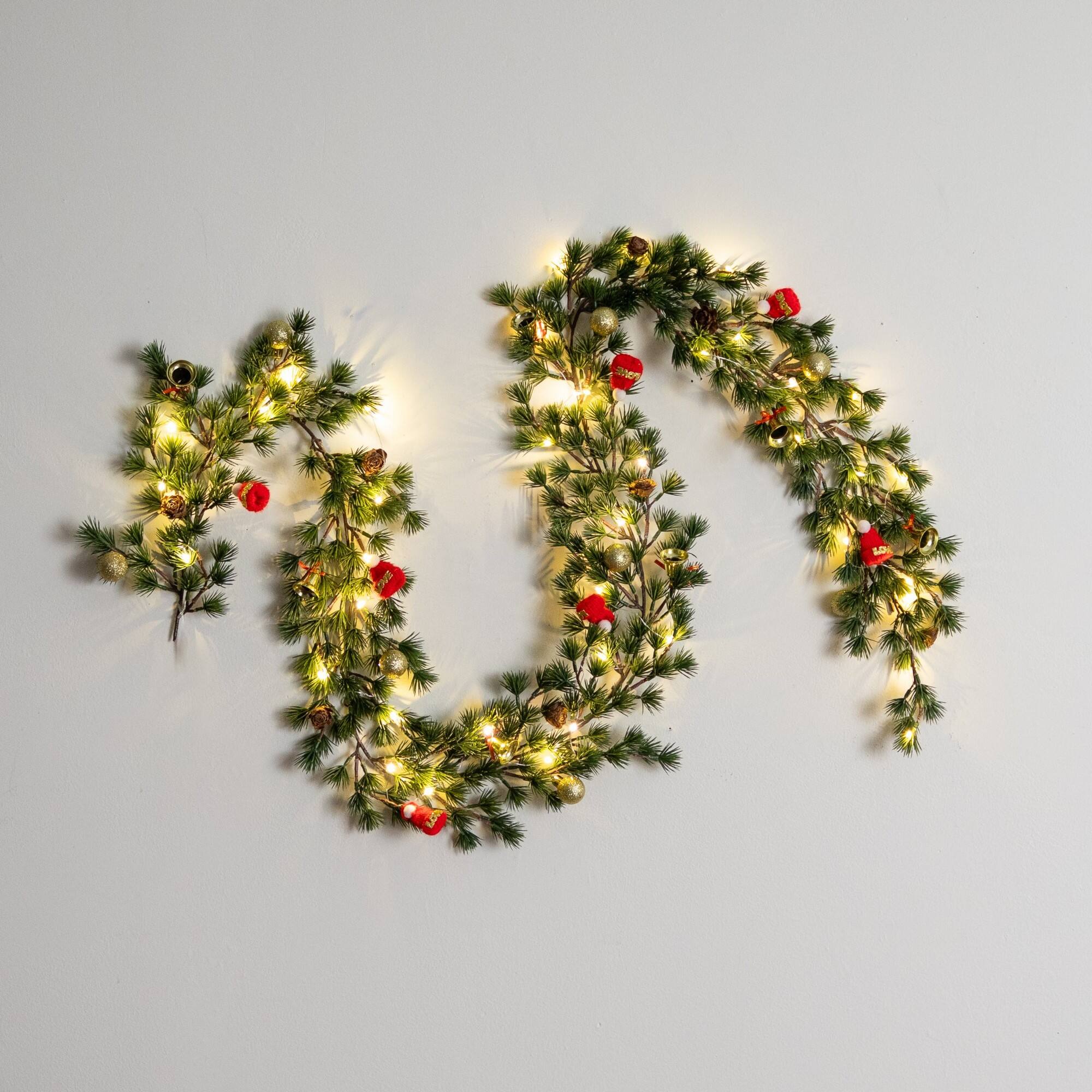 Nearly Natural 6ft. Pre-Lit LED & Ornaments Artificial Christmas Garland