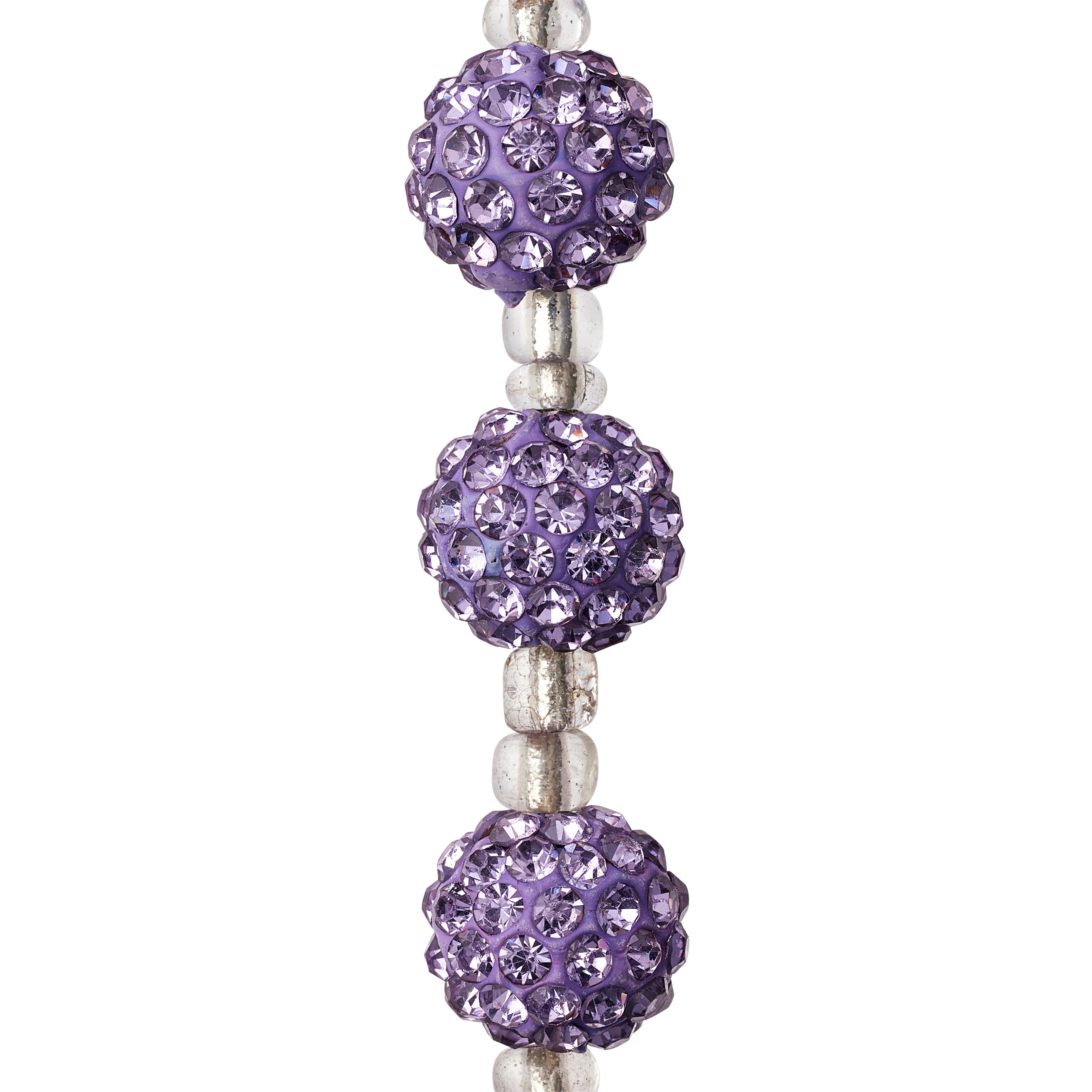 Lavender Rhinestone Studded Round Beads, 10mm by Bead Landing™