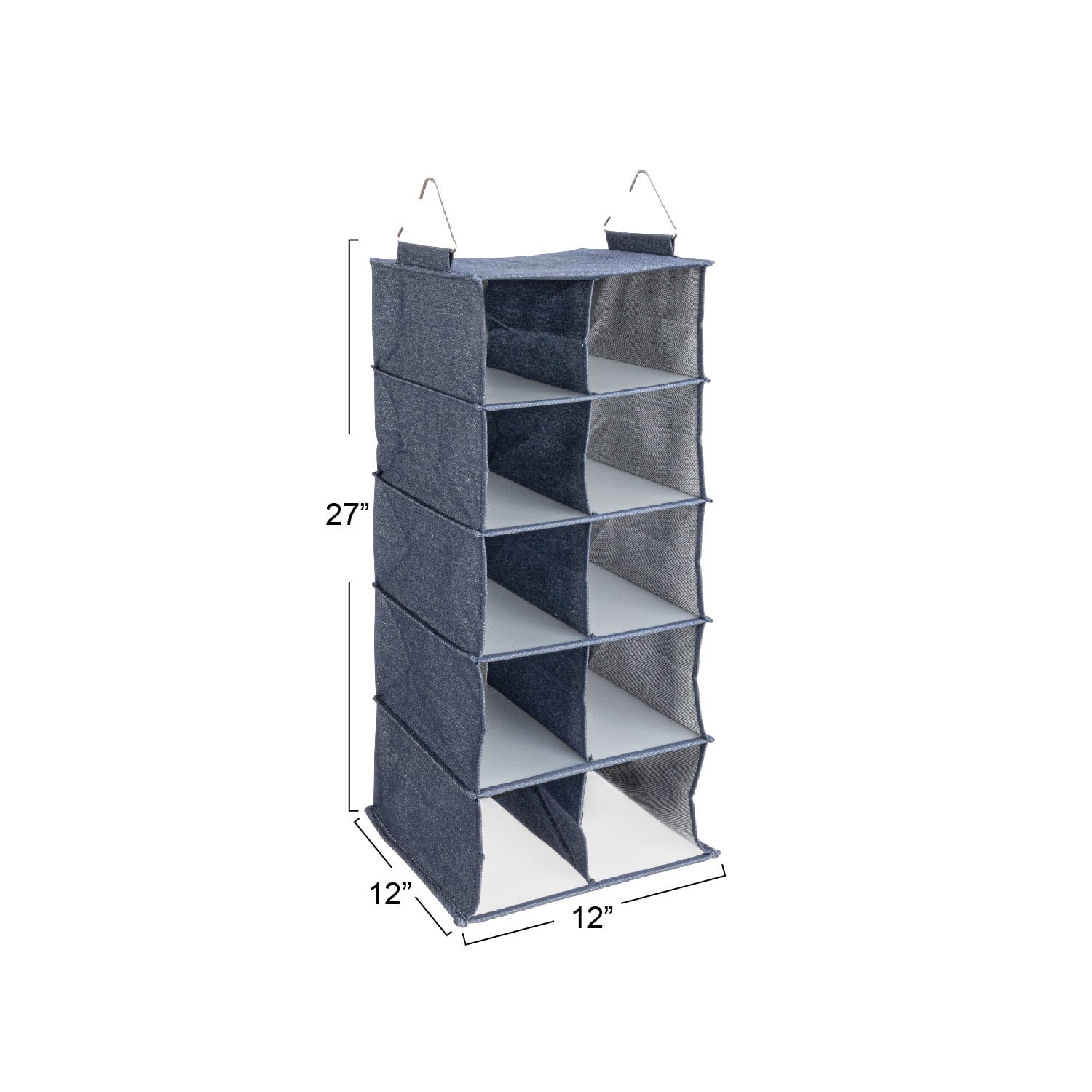 Household Essentials Denim 27" Cotton Blend & Plastic 10 Shelf Closet Shoe Organizer