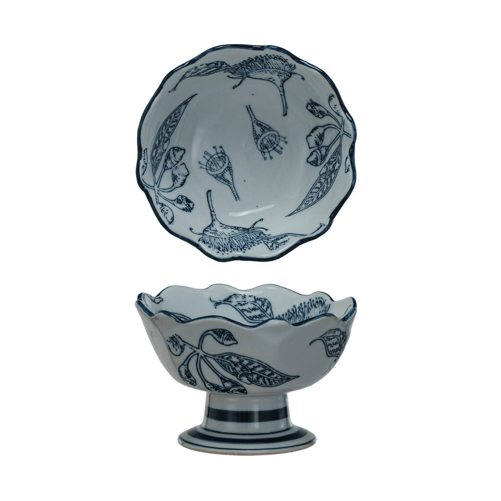 Hello Honey® 5.75" Blue & White Botanical Bliss Stoneware Bowl
