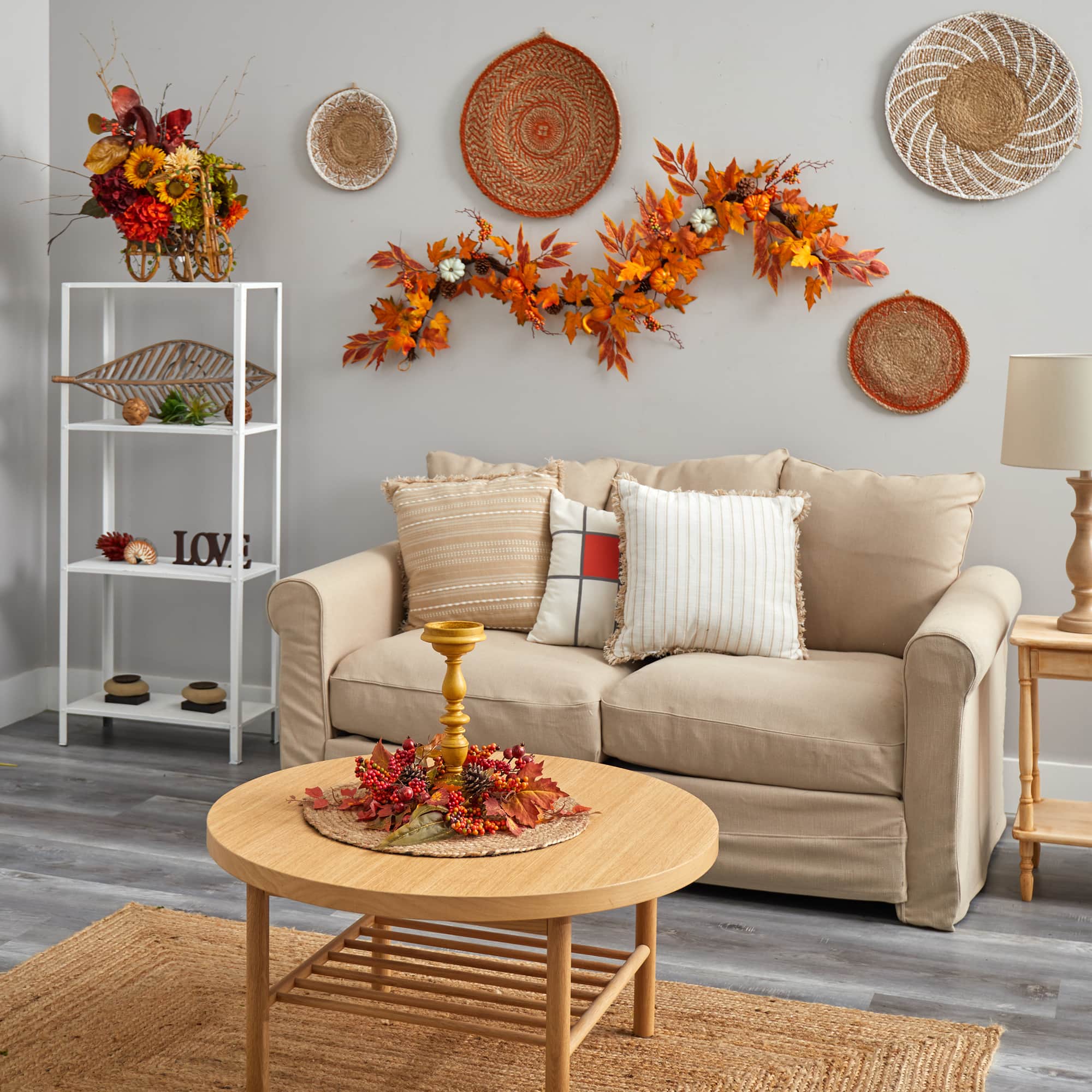68" Maple Leaves, Pumpkins, Gourds, Berries & Pinecones Fall Garland
