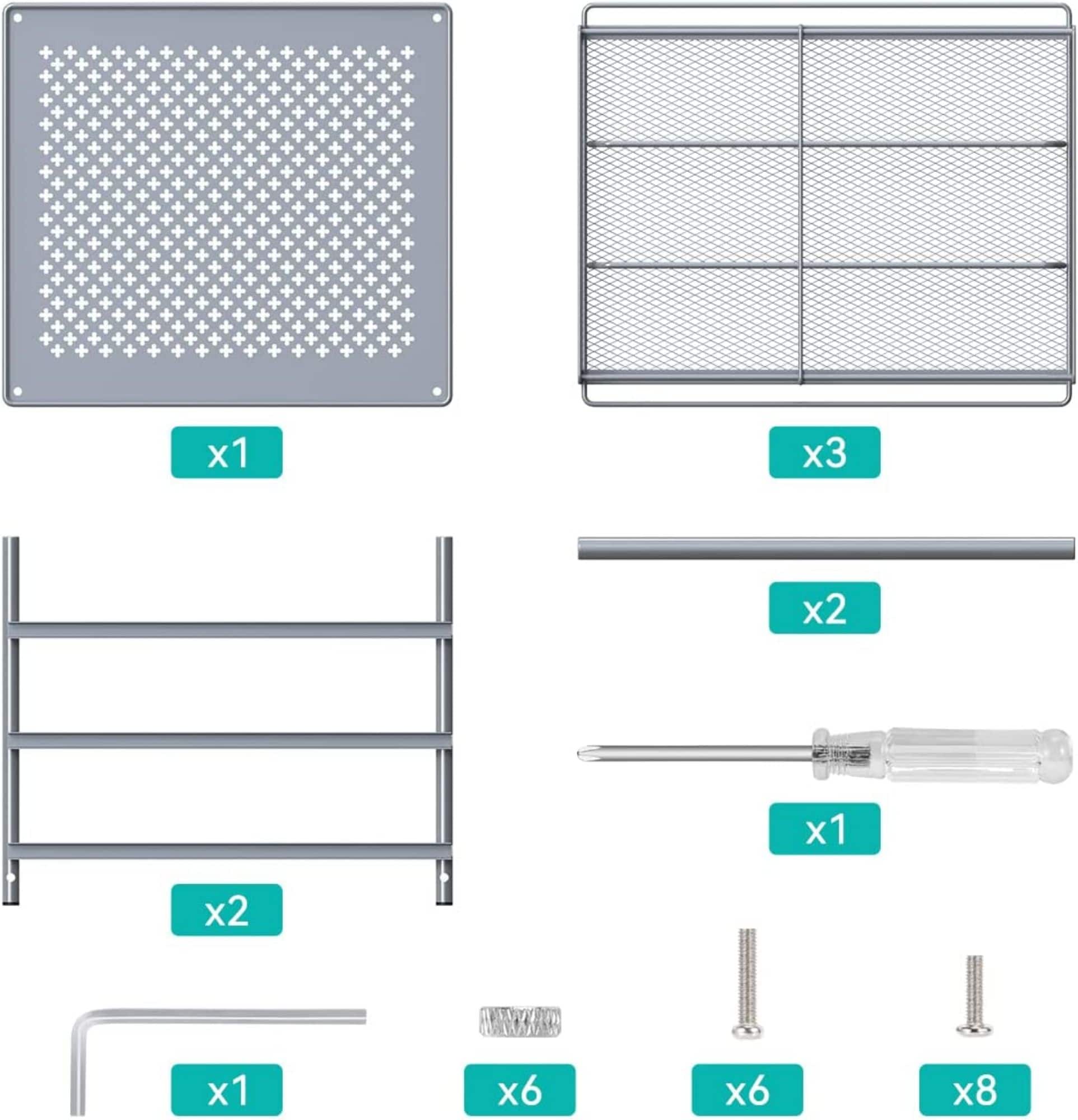 NEX™ 3-Tier 18-Bottle Metal Spice Rack with Drawer Organizer
