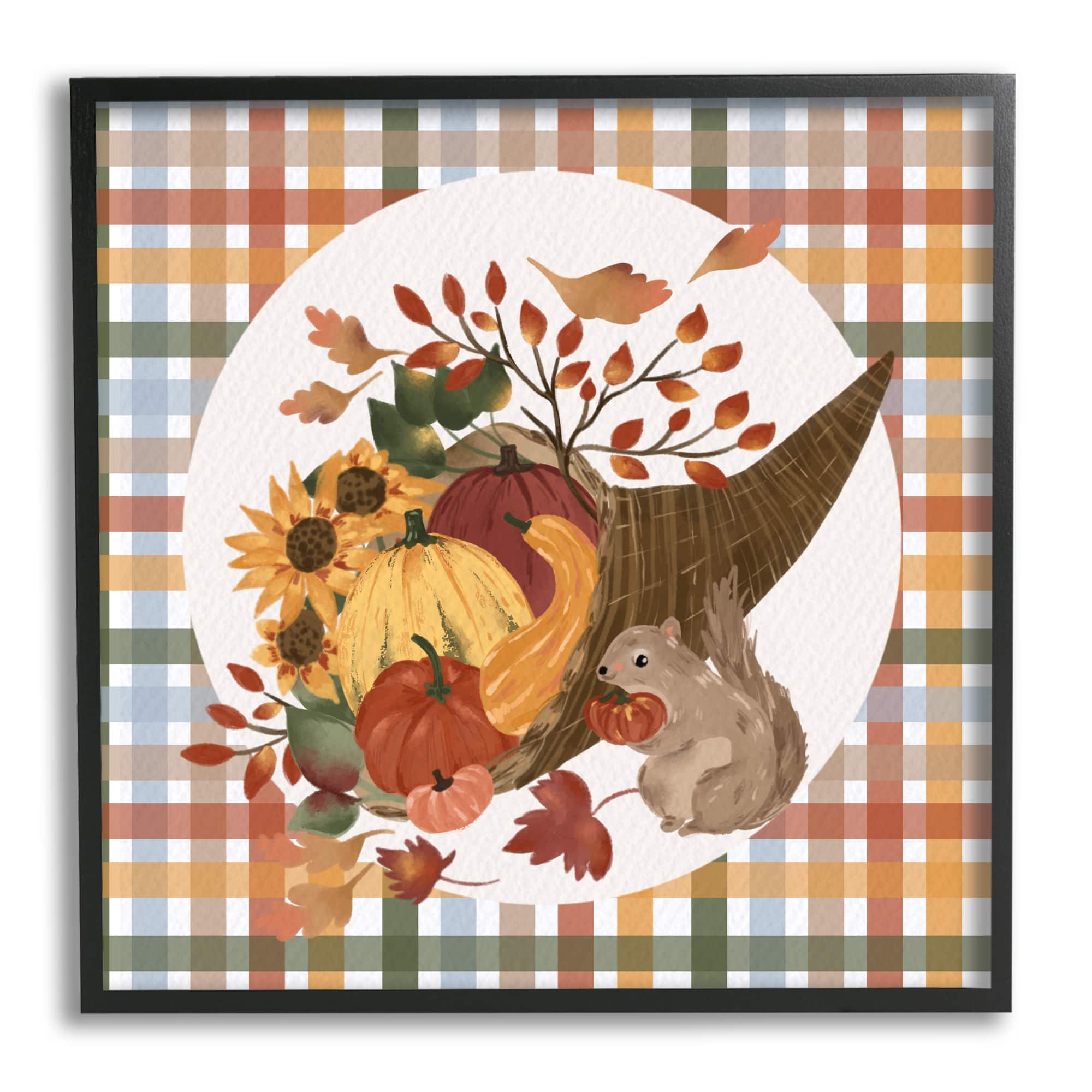 Stupell Industries Abundant Harvest Tartan Cornucopia Framed Giclée Art